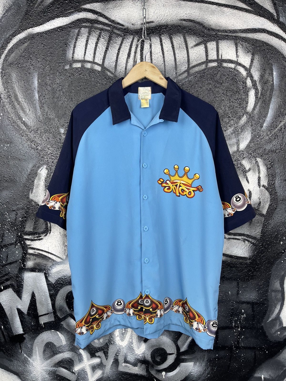 JNCO JNCO Vintage Y2K 8 Ball Logo Blue Polyester Short Sleeve Shirt Men’s Size XL Size US XL / EU 56 / 4 - 3 Thumbnail