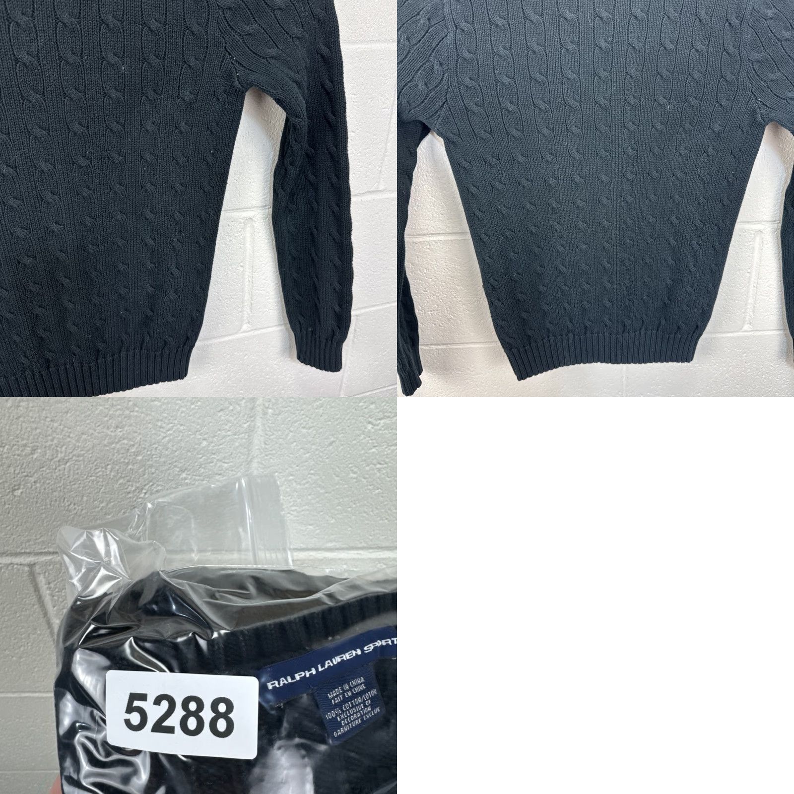 Polo Ralph Lauren VINTAGE Ralph Lauren Sport Black Cable Knit Cotton Sweater Women's Large Y2K Size L / US 10 / IT 46 - 10 Thumbnail
