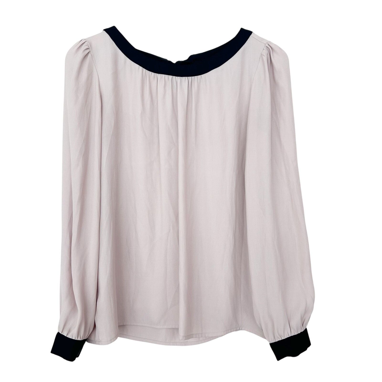 Loft Ann Taylor Loft Tan Black Chiffon Long Sleeve Blouse Sz S Size S / US 4 / IT 40 - 1 Thumbnail