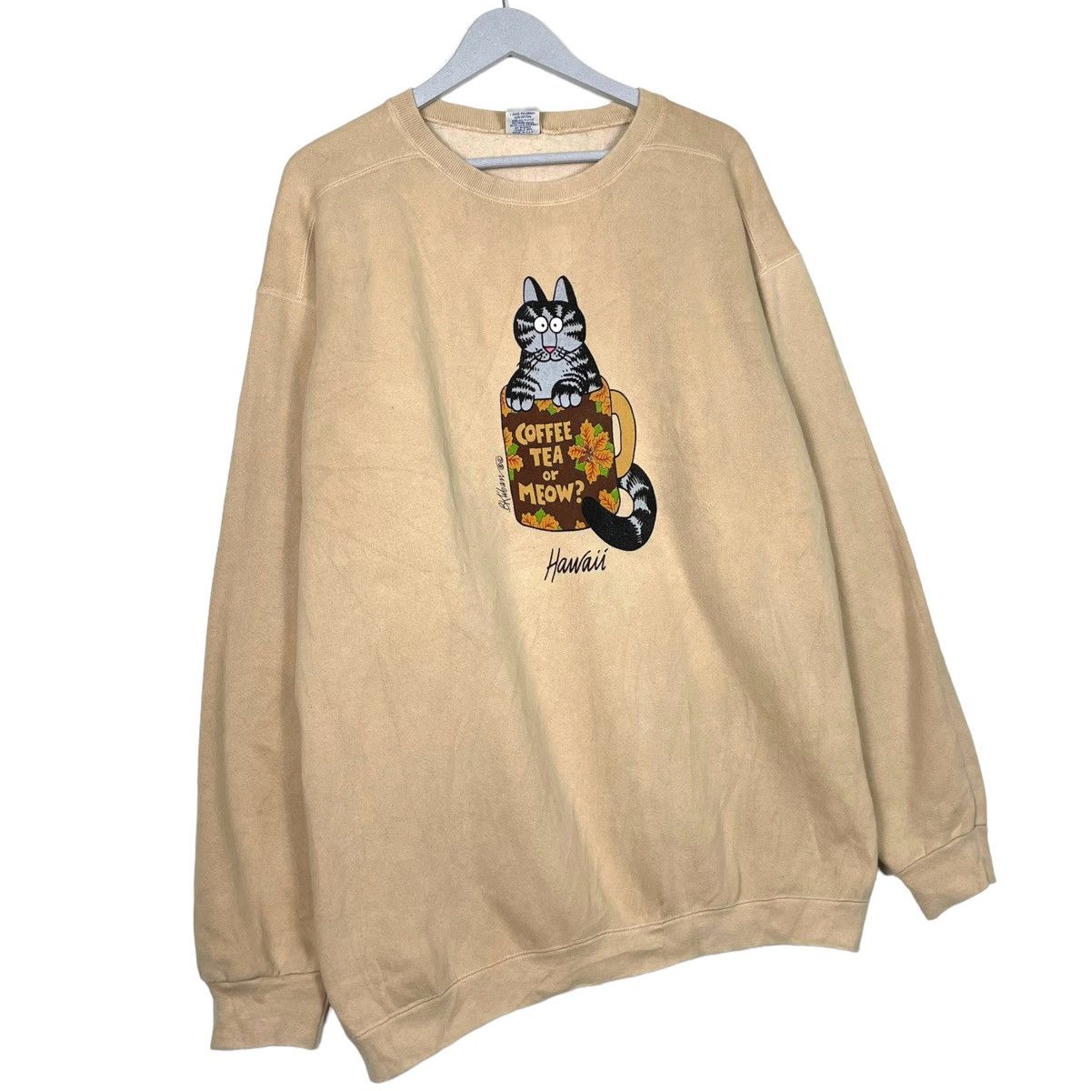 Vintage 💥VTG HAWAII CAT CRAZY SHIRT BEIGE SWEATER Size US L / EU 52-54 / 3 - 3 Thumbnail