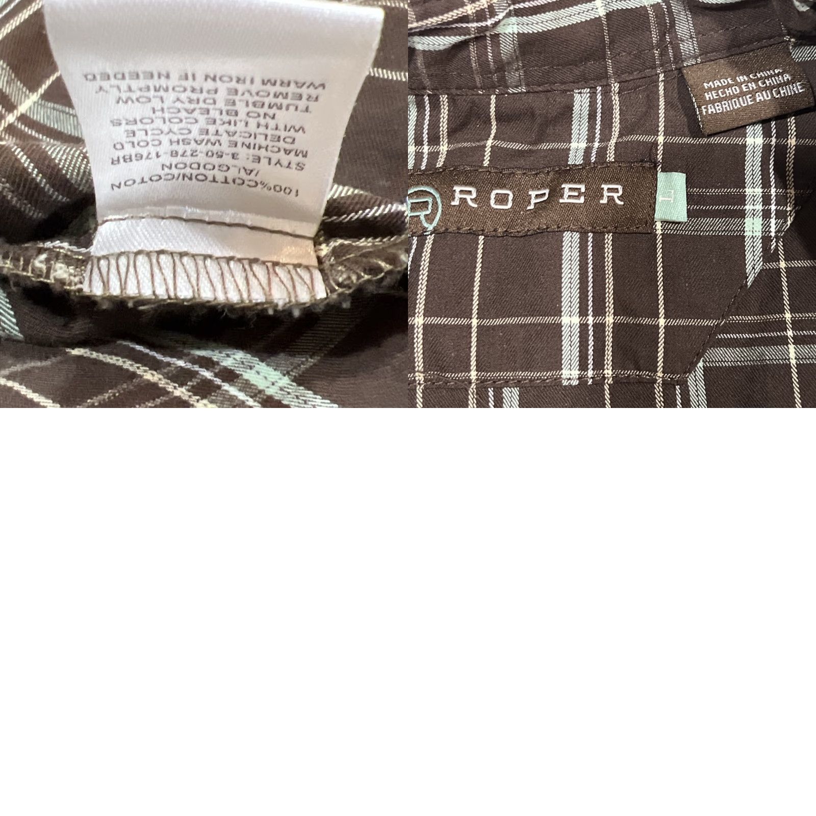 Roper Roper Western Snap Shirt Womens Large Plaid Brown Turquoise Fitted Go West Shirt Woman L Brown Plaid Slim Cotton Size L / US 10 / IT 46 - 9 Thumbnail