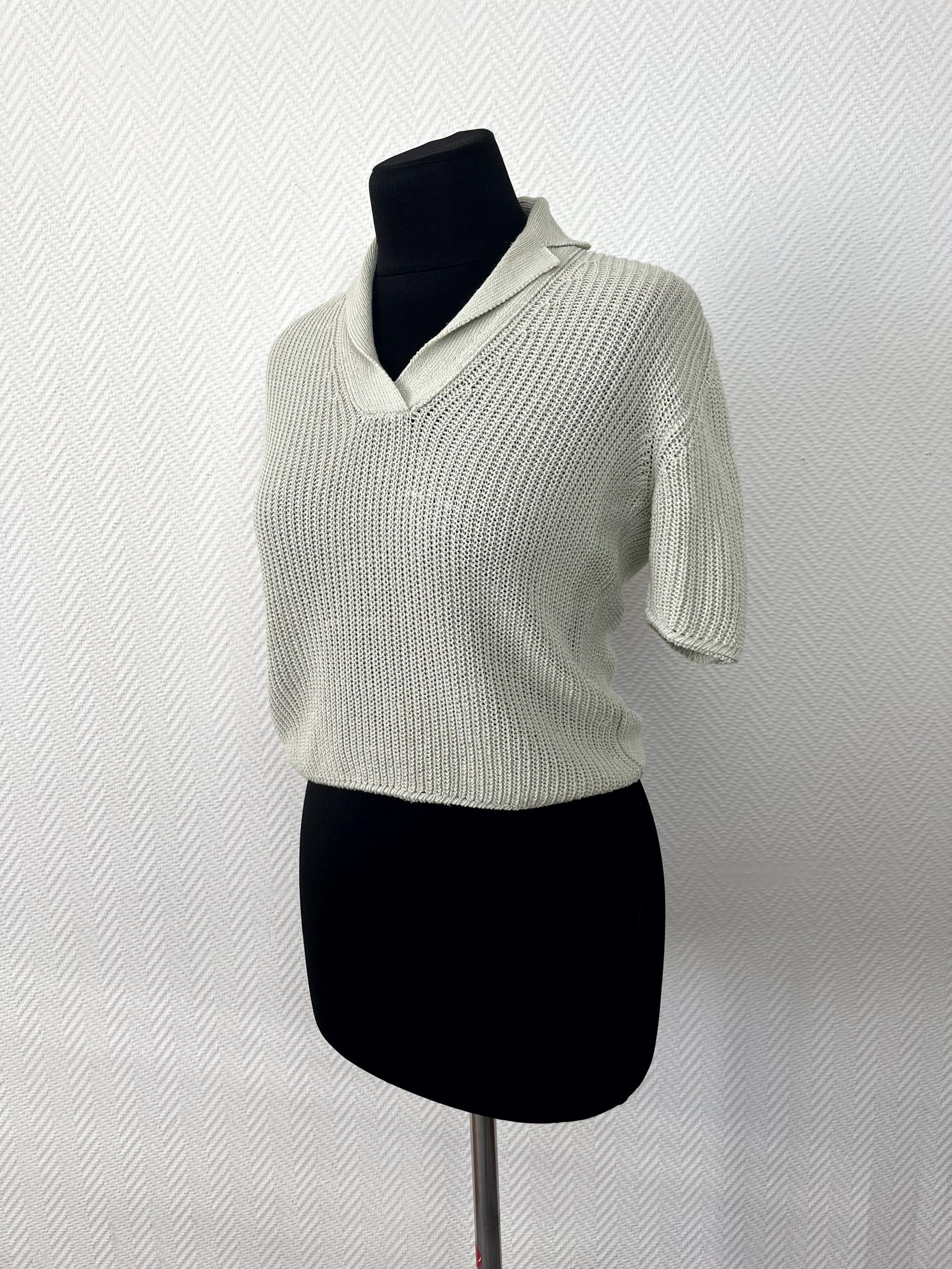 Marella Marella Tricot Knit Polo Top Gray T-Shirt V Neck Size S Size S / US 4 / IT 40 - 11 Thumbnail