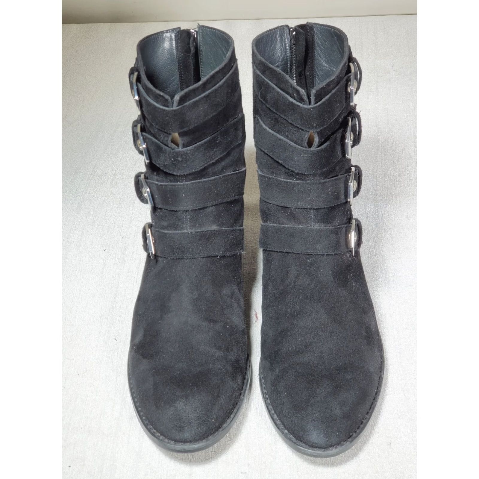 Stuart Weitzman Stuart Weitzman Jittermacho Moto Bootie Boots Black Suede Buckle Straps Women's US 8.5 Size US 9 / IT 39 - 6 Thumbnail