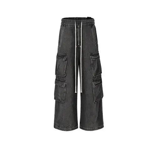 Designer × Japanese Brand × Jean Hombre Drawstring Elastic Baggy Cargo Jeans y2k Size US 34 / EU 50 - 4 Thumbnail