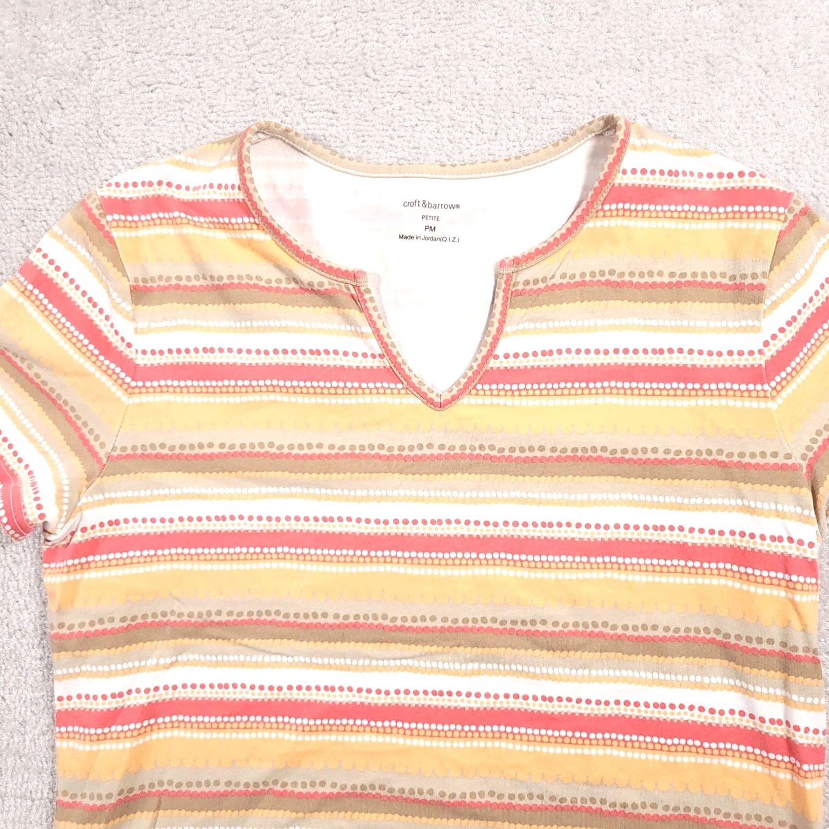 Croft & Barrow Croft & Barrow Shirt Womens PM Petite Short Sleeve V-Neck Stretch Stripe T-Shirt Multicolor Casual Size M / US 6-8 / IT 42-44 - 3 Thumbnail