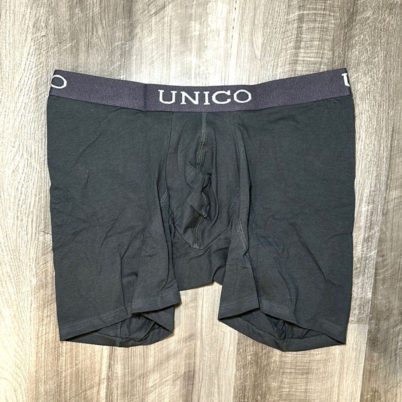 Vintage Unico Boxer Brief Copa Medio Asfalto Algodon Black Large Boxer Brief Men L Regular Underwear NWT Size 42R - 2 Thumbnail