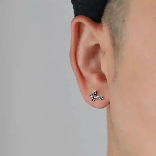 Other Black Cross Stud Earrings Size ONE SIZE - 6 Thumbnail