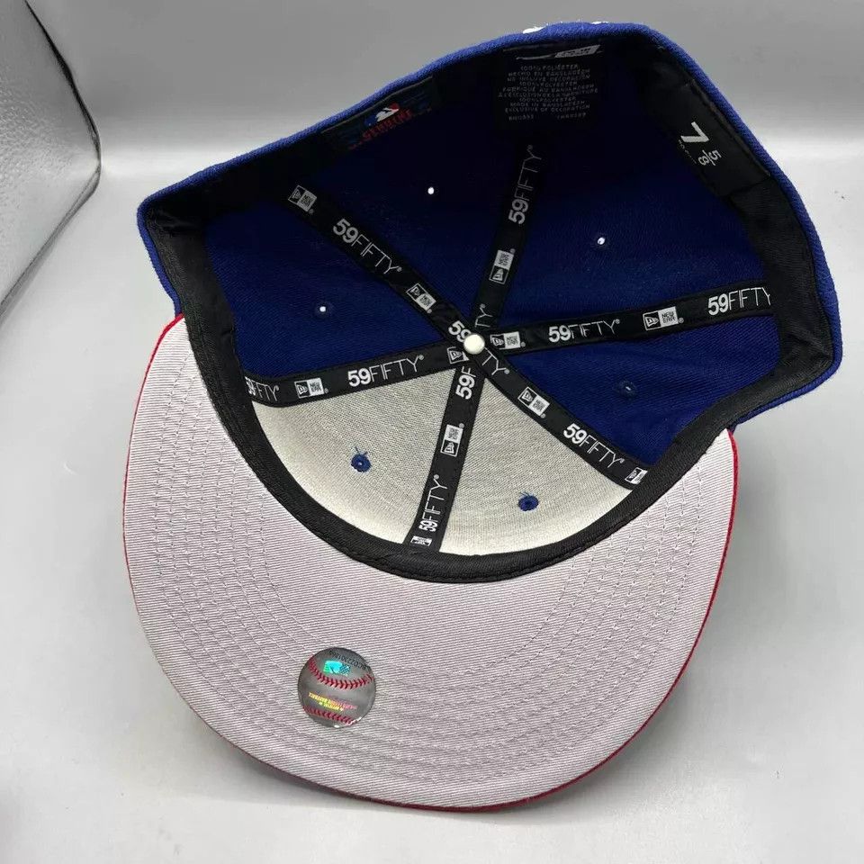 New Era Los Angeles LA Dodgers Hat Men 7 5/8 Blue Red MLB Fitted Cap Size ONE SIZE - 2 Thumbnail