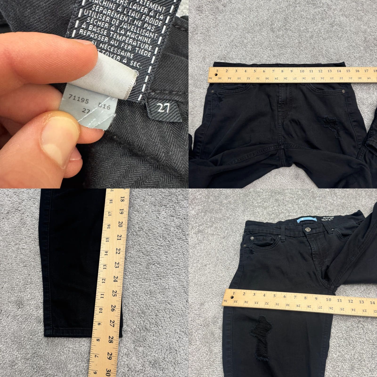 7 For All Mankind 7 For All Mankind Jeans Women 7 For All Mankind B(Air) Ankle Skinny Denim Black 27 High Rise Slim City Streetwear Pockets 5-Pocket Design Size 30" / US 8 / IT 44 - 9 Thumbnail
