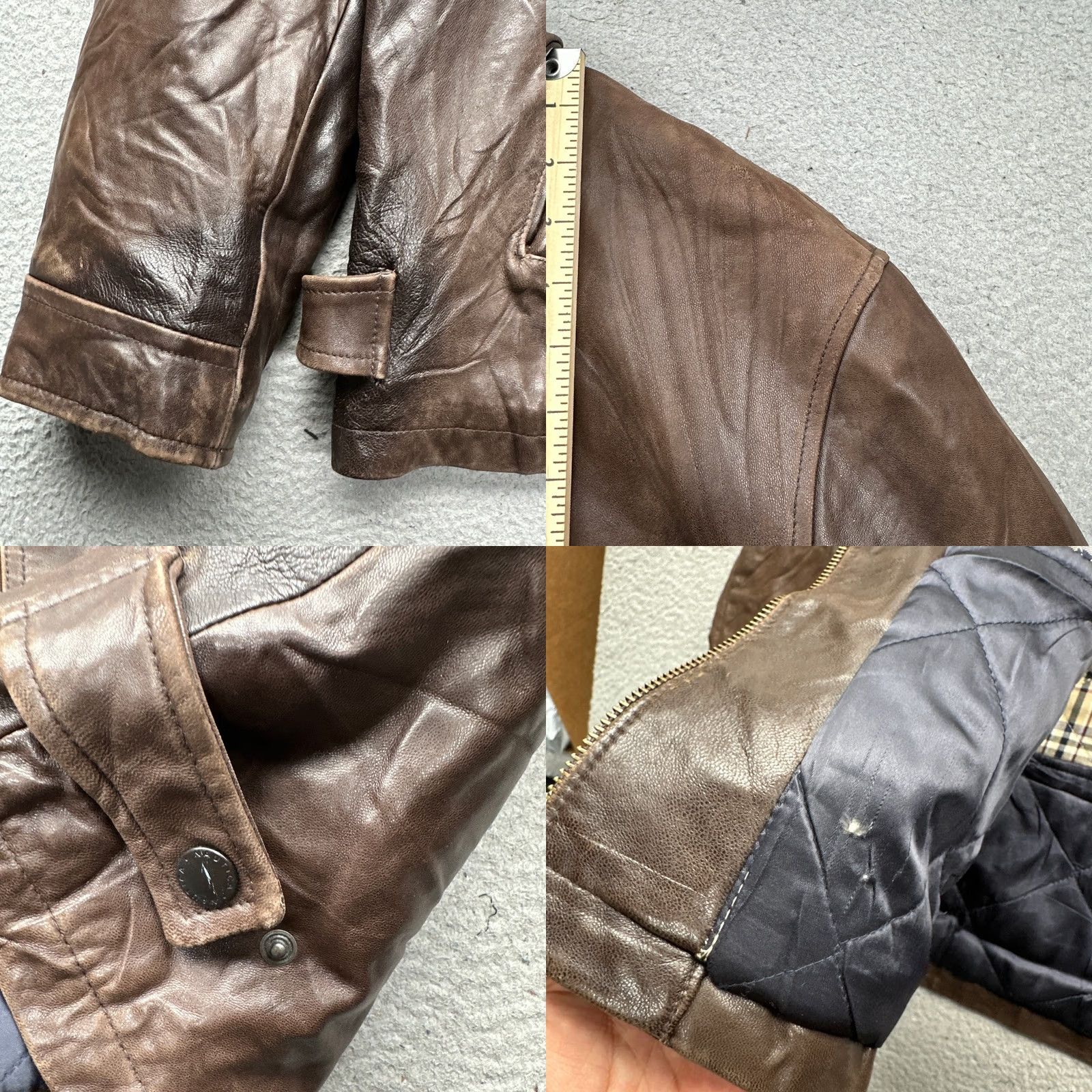 Nautica Nautica Leather Full Zip Lined Jacket Mens Large Brown Smartfabric Quilted Plaid Bomber Size US L / EU 52-54 / 3 - 9 Thumbnail