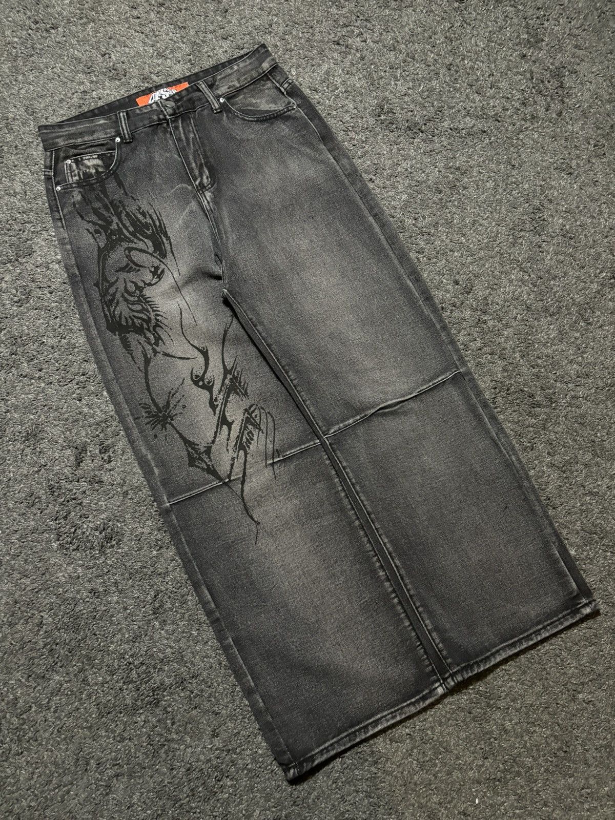 Vintage Vintage wide leg rare gray black fossile baggy jeans denim Size US 33 - 5 Thumbnail