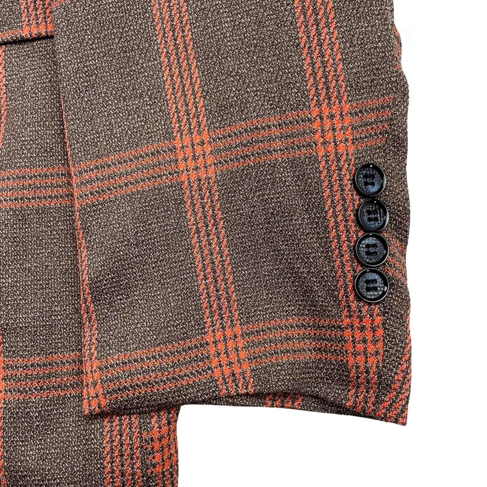 Vintage Bespoke Suit Men's 2-Button Brown Orange Plaid XL 44R 38x31 Size 44R - 4 Thumbnail
