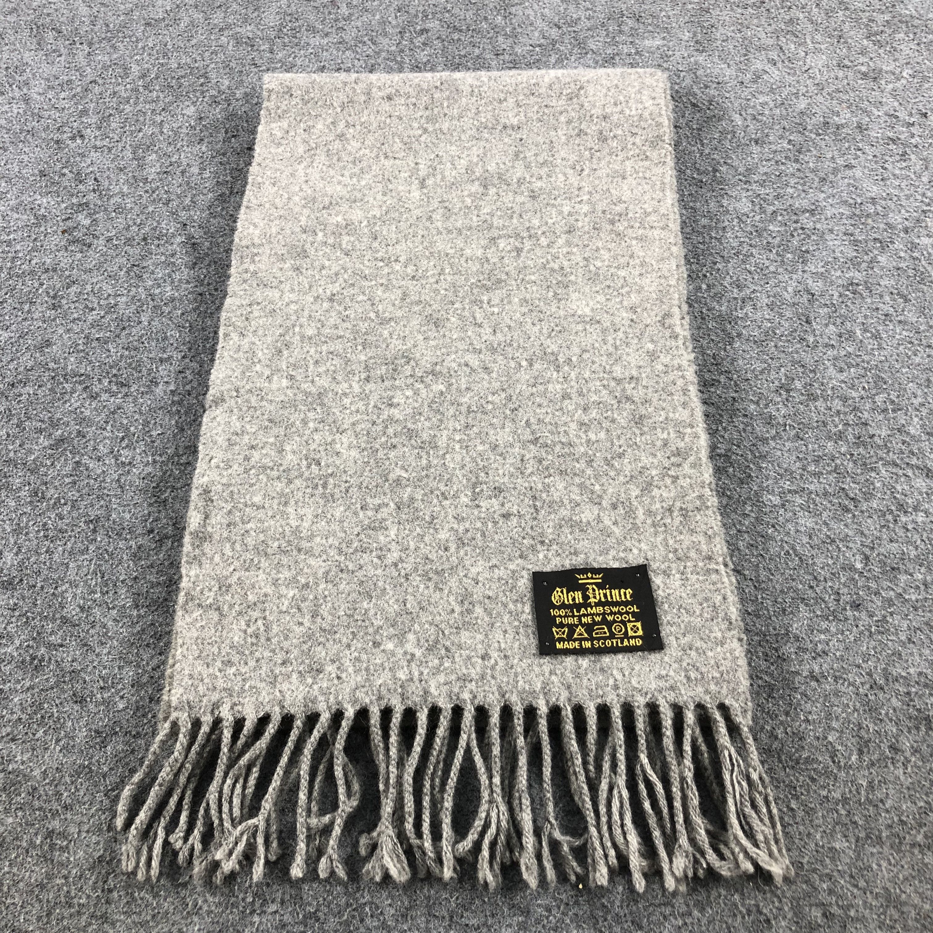 Vintage Glen Prince Plain Grey Wool Scarf Muffler V612 Size ONE SIZE - 2 Thumbnail