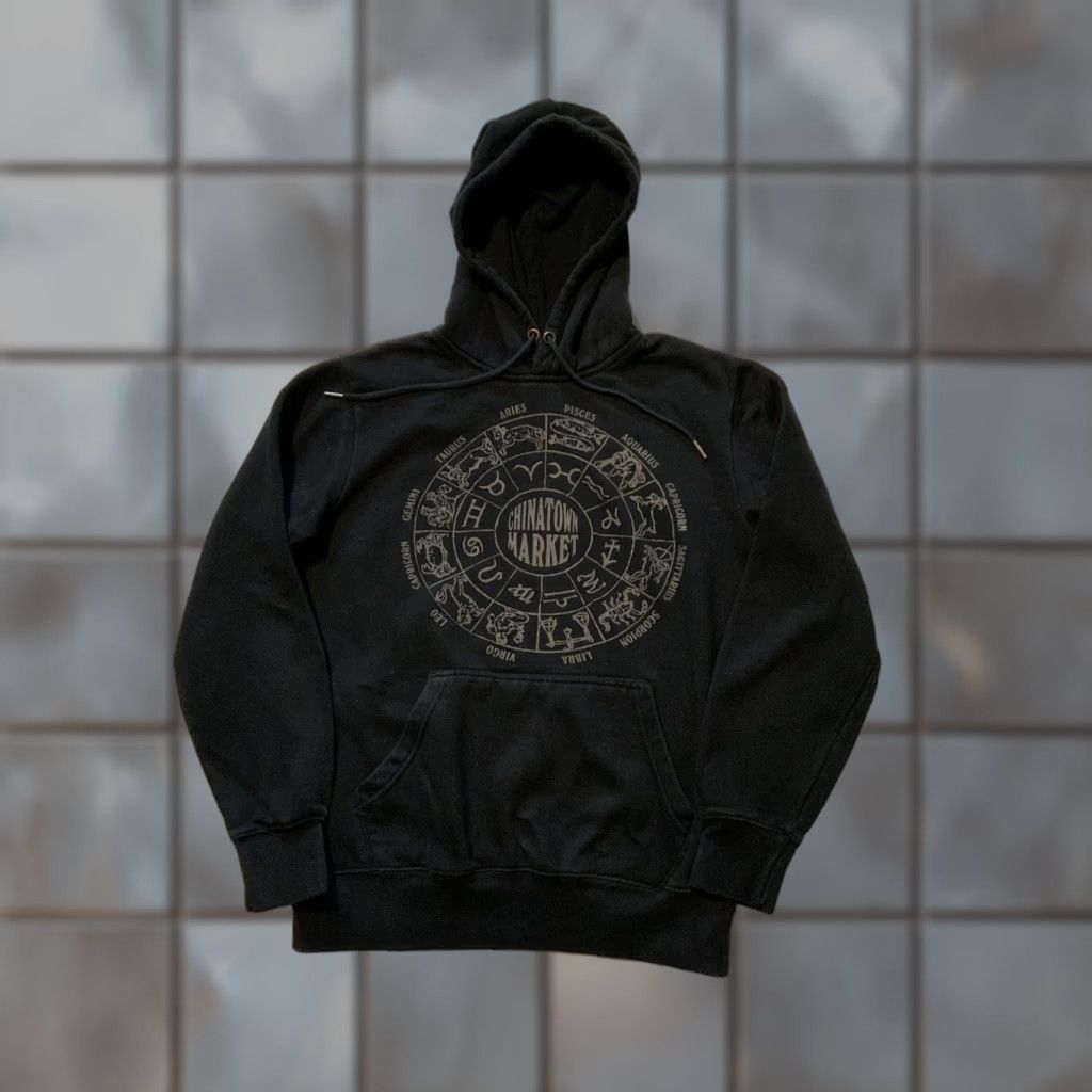Vintage Chinatown Market Hoodie Zodiac Sign Black Double Side Graphic Pullover Fleece SM Mens S Pullover Hoodie Graphic Zodiac Black Double Side Mens S Size US S / EU 44-46 / 1 - 1 Thumbnail