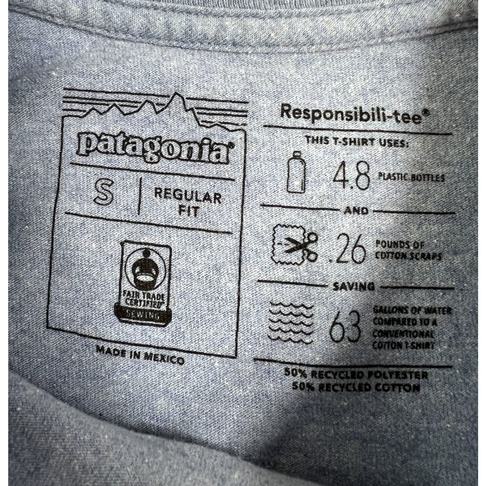 Patagonia Patagonia T-Shirt Blue Pocket Regular Short Sleeve Size S Crew Neck Men Cotton Graphic Print Outdoor Nature Size US S / EU 44-46 / 1 - 4 Thumbnail