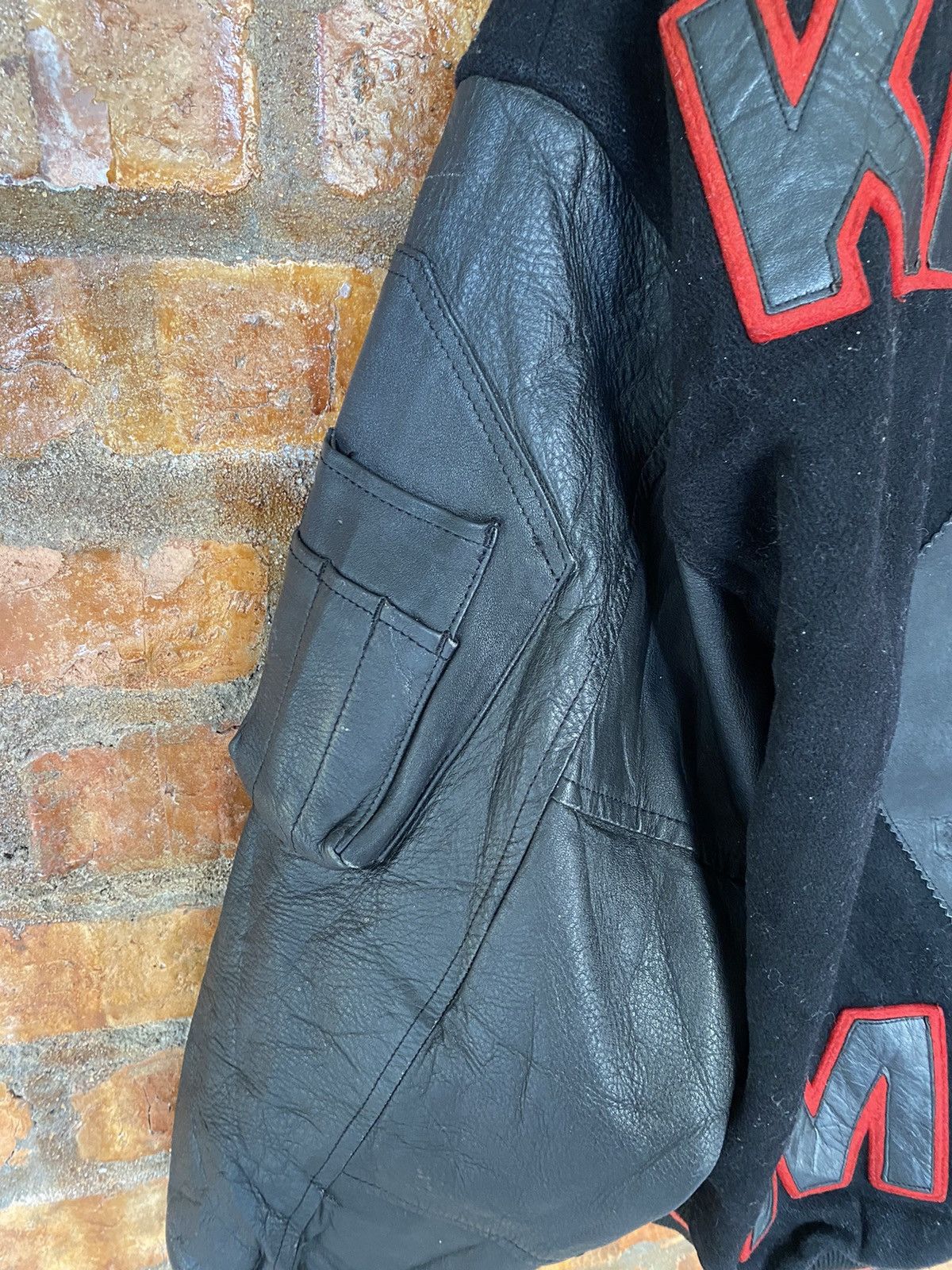 Kansai Yamamoto 1990s KANSAI MAN Vatsity 2 tone leather jacket Size US L / EU 52-54 / 3 - 5 Thumbnail