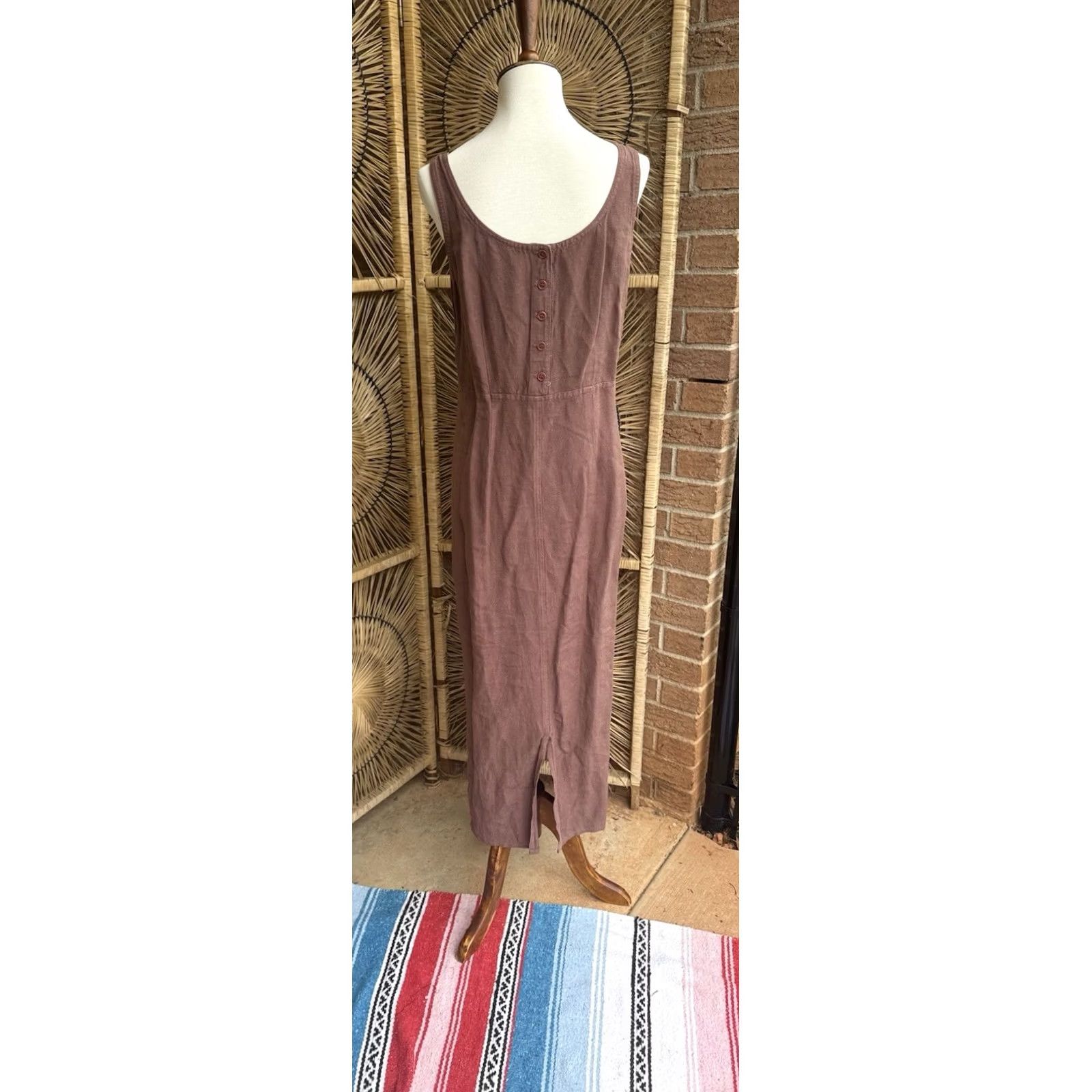 Johnny Was VINTAGE Johnny Was Collection Maxi Dress Linen Blend Boho Brown S Women’s Size S / US 4 / IT 40 - 6 Thumbnail
