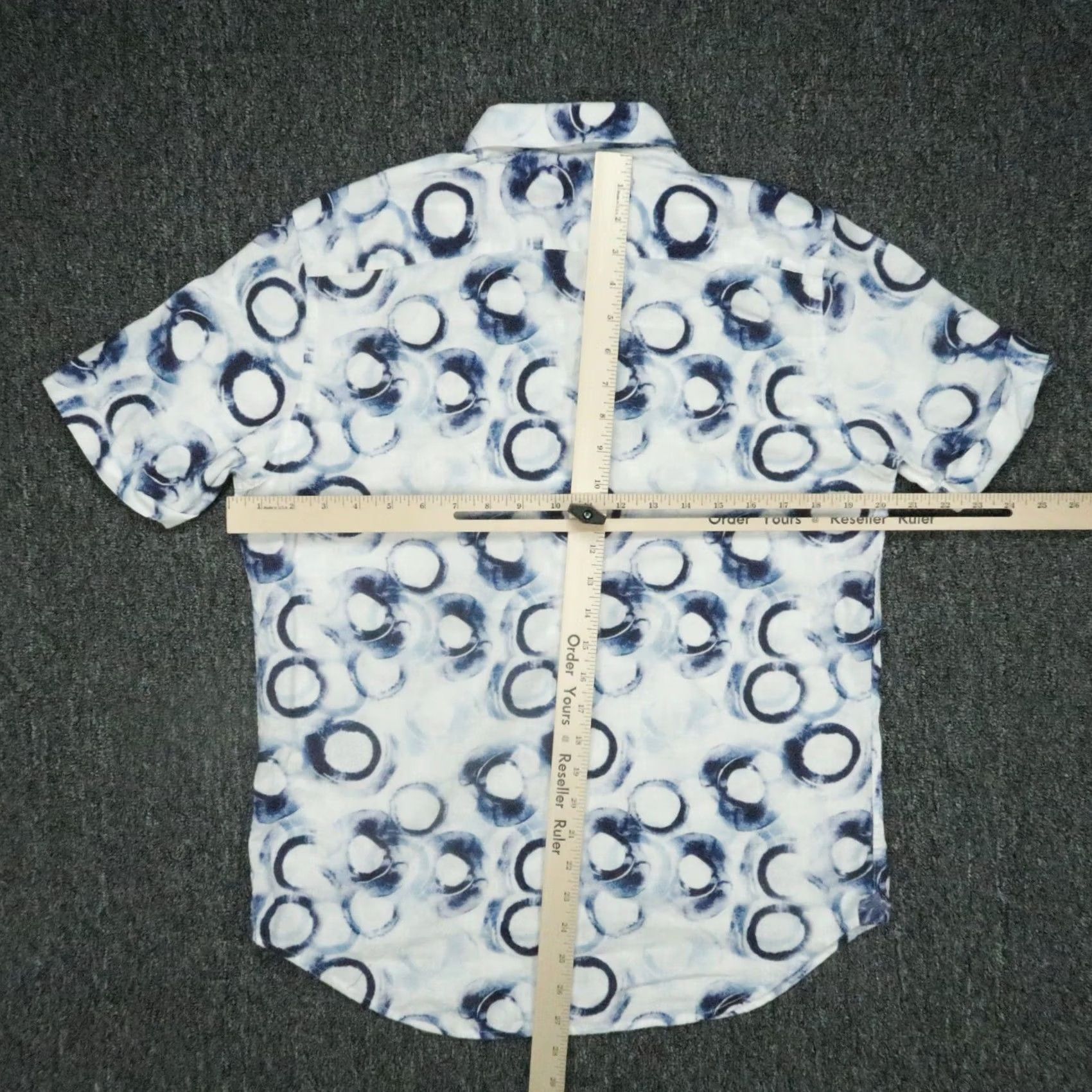 Robert Graham Robert Graham Shirt Mens Small White Blue Geo Abstract Short Sleeve Linen Cotton Size US S / EU 44-46 / 1 - 5 Thumbnail