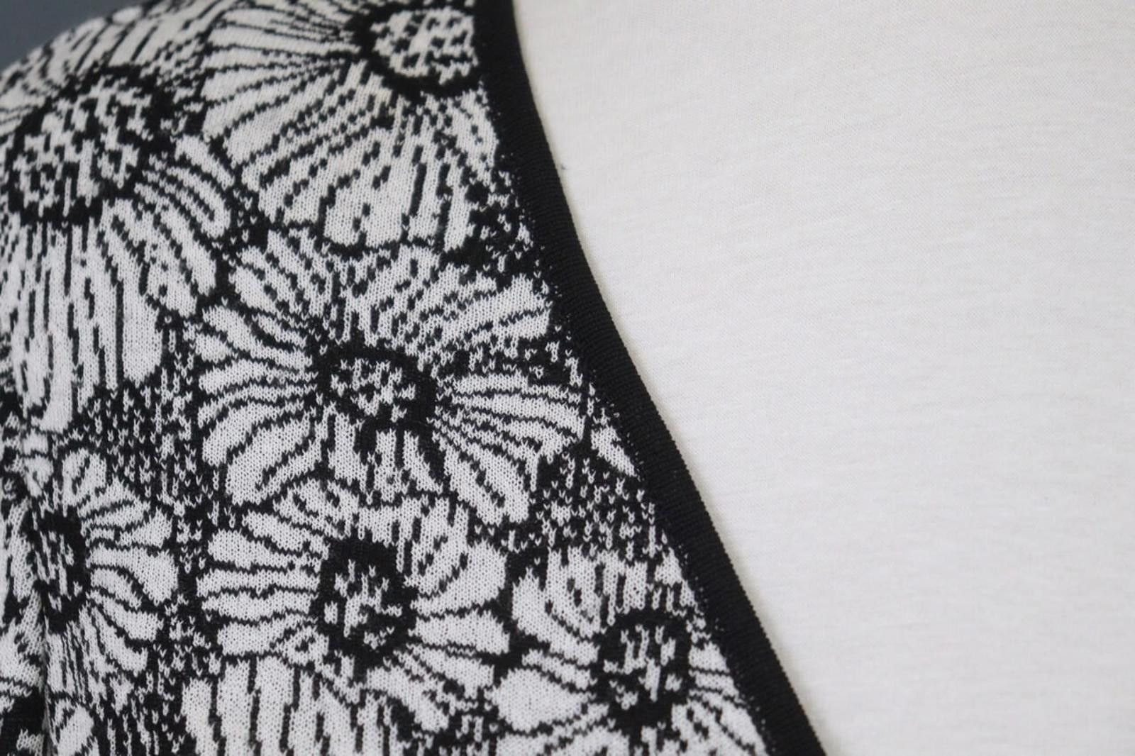 Designer Stizzoli Black White Floral Viscose Knitted Cardigan Size 42 Size M / US 6-8 / IT 42-44 - 7 Thumbnail