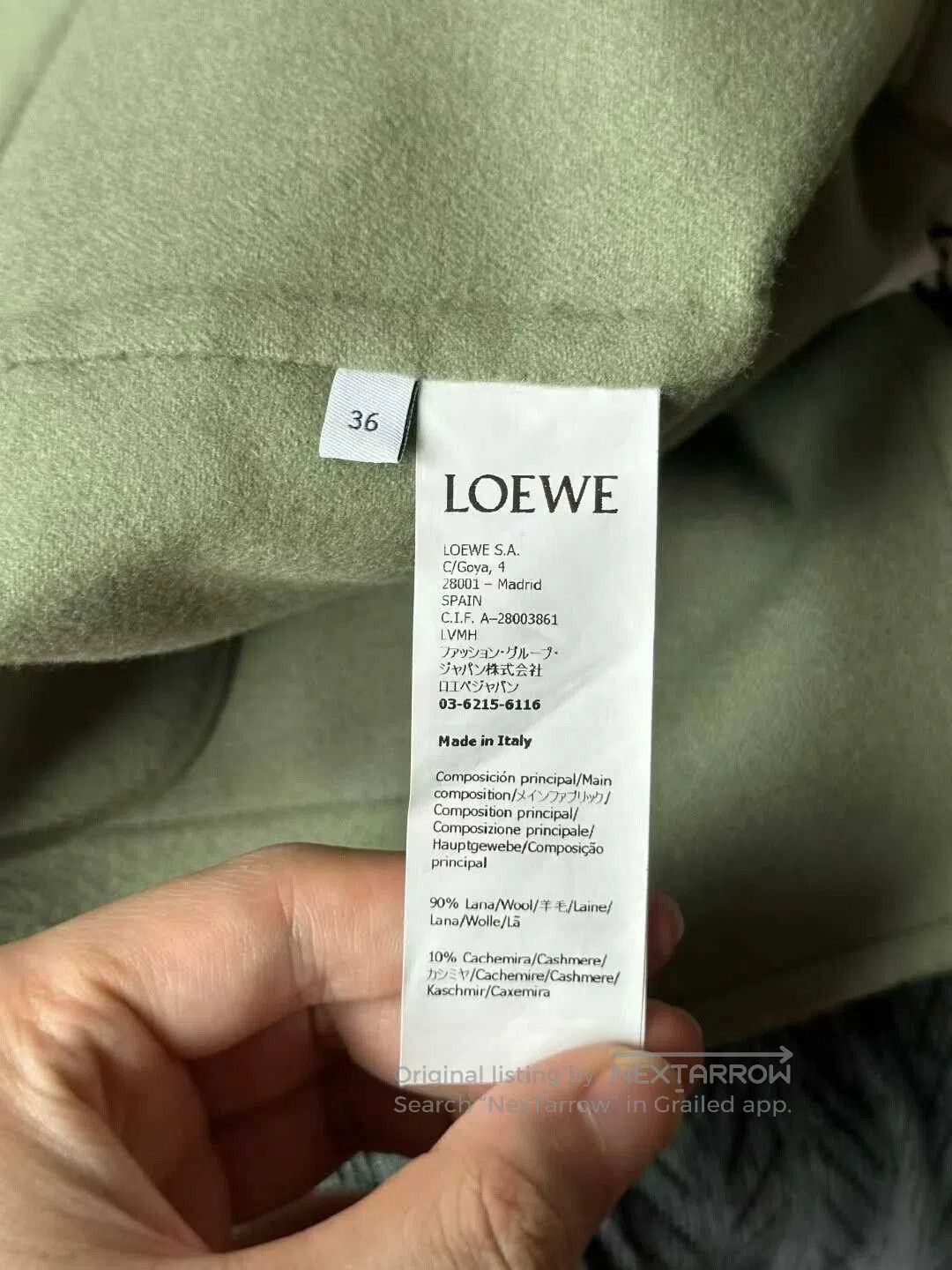 Loewe loewe green wool jacket with leather patch. Size US S / EU 44-46 / 1 - 5 Thumbnail