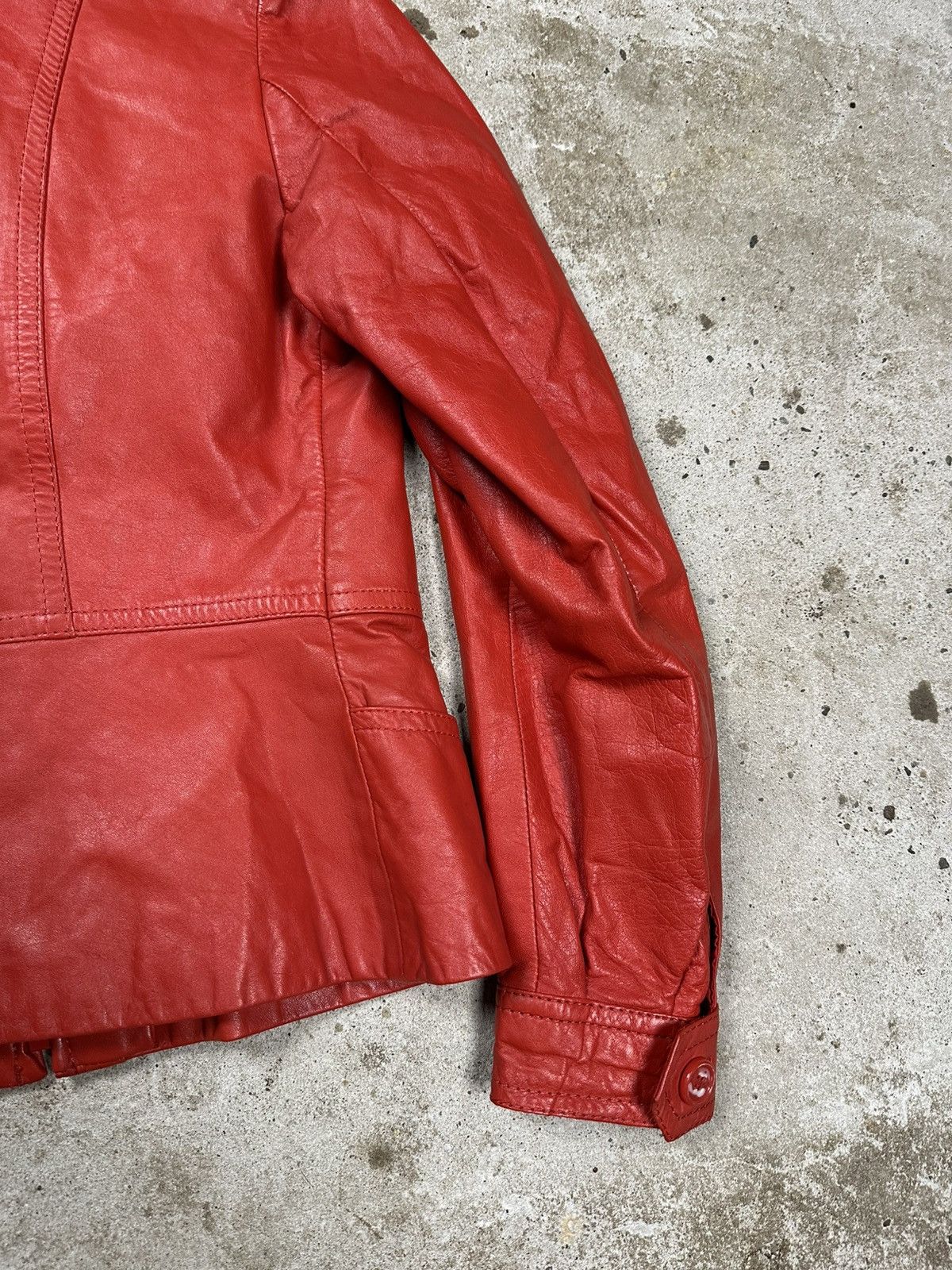 Japanese Brand Vintage 90s Red Genuine Leather Moto Biker Style Jacket Size M / US 6-8 / IT 42-44 - 13 Thumbnail