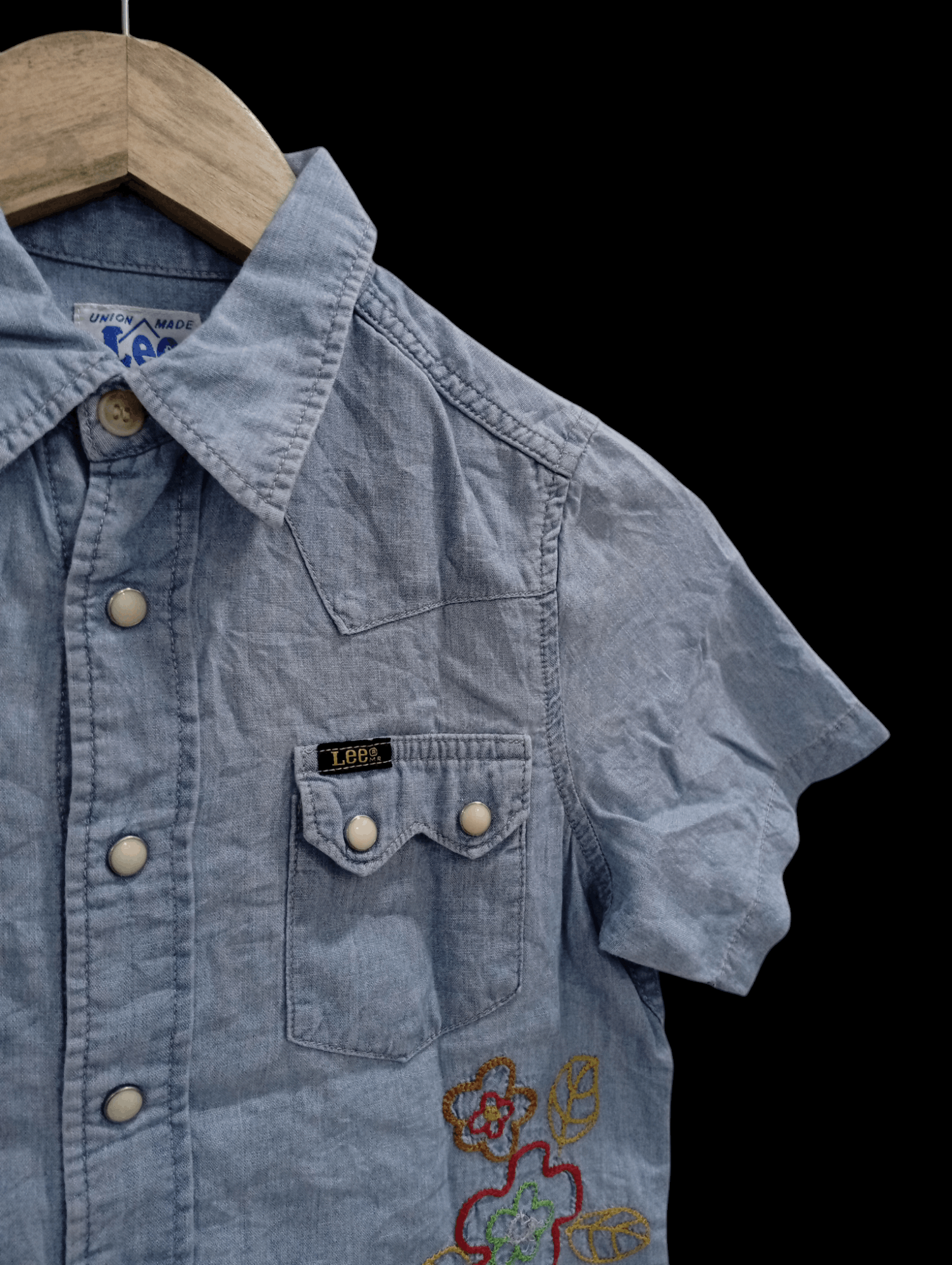 Lee × Vintage 🔥🔥Lee Riders Kids Boys Embroidery Denim Shirt Size US XXS / EU 40 - 12 Thumbnail