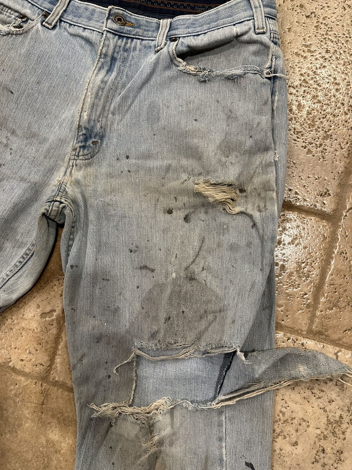 Haggar × Vintage Vintage Haggar Blue Thrash Distressed Painter Denim Jeans Size US 36 / EU 52 - 6 Thumbnail