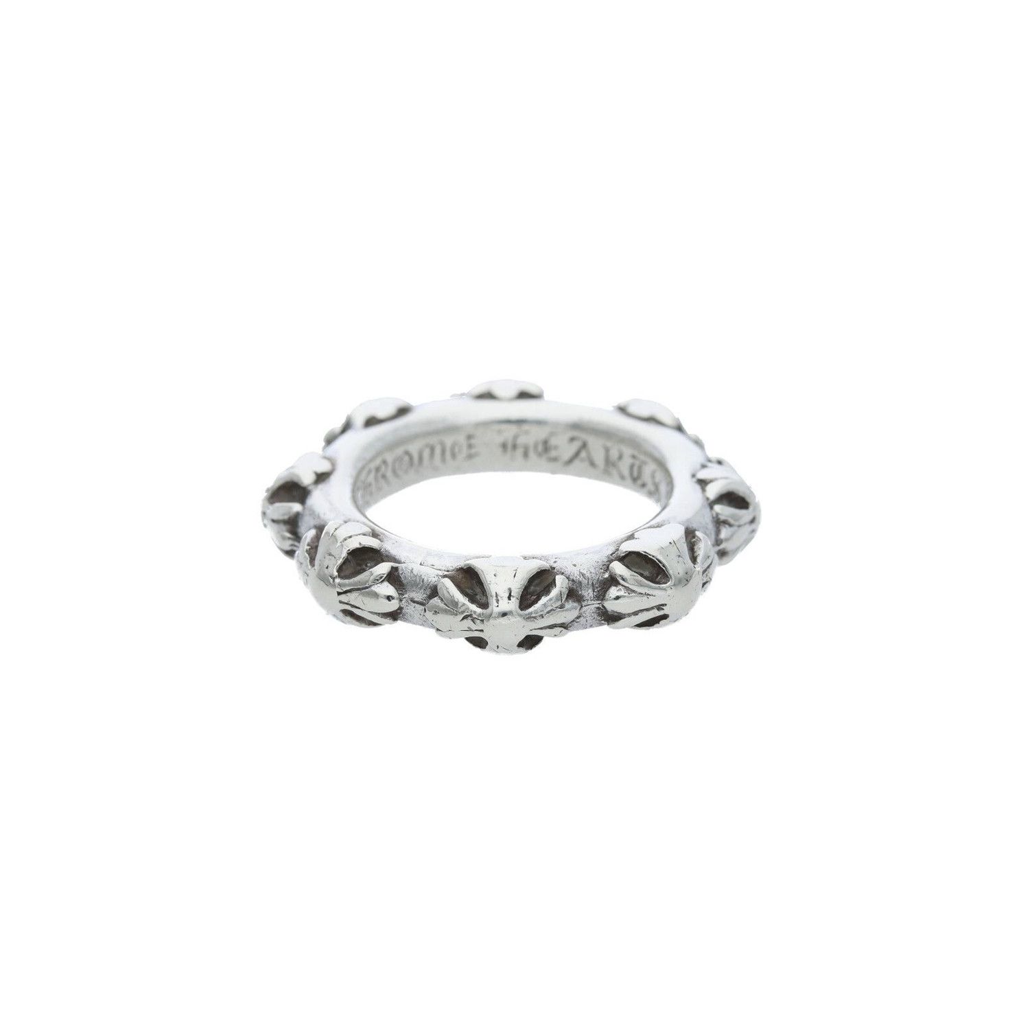Pre-owned Chrome Hearts Cross Band Ring Us 7 In Silver