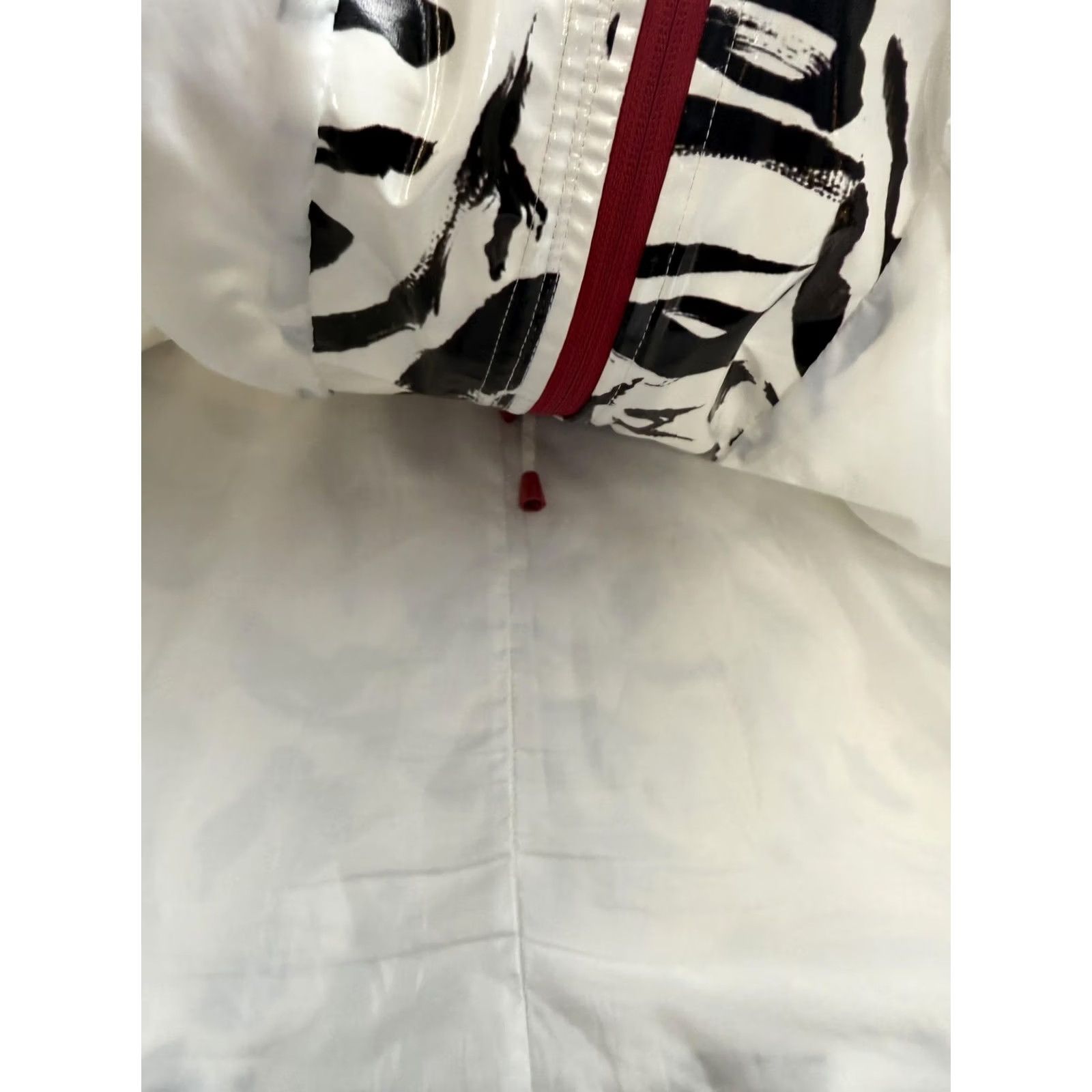 Fubu UbU Coat Womens Large White Leopard Print Hooded Rain Full Zip Jacket Lined Size L / US 10 / IT 46 - 2 Thumbnail