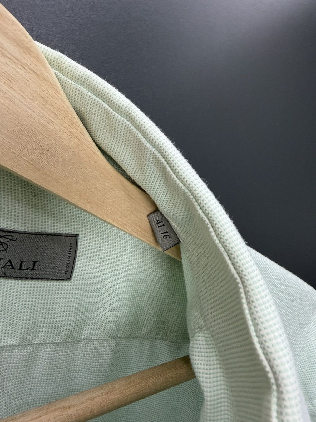 Canali Canali Mens Dress Shirt Mint Green Cotton Size 41/16 Size US L / EU 52-54 / 3 - 10 Thumbnail