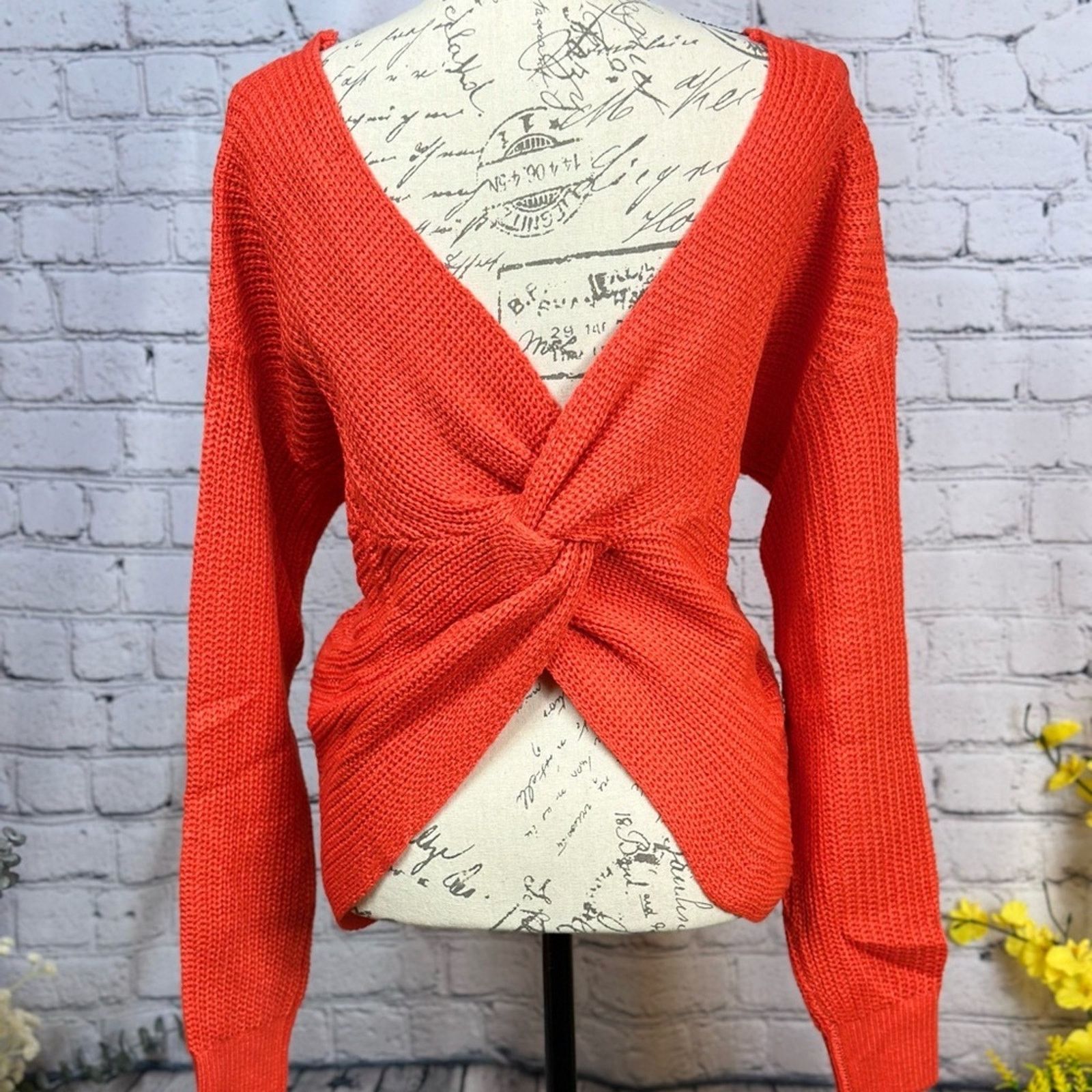 Other Reversible Twisted Knit Long Sleeve Fall Sweater Orange M Size M / US 6-8 / IT 42-44 - 6 Thumbnail