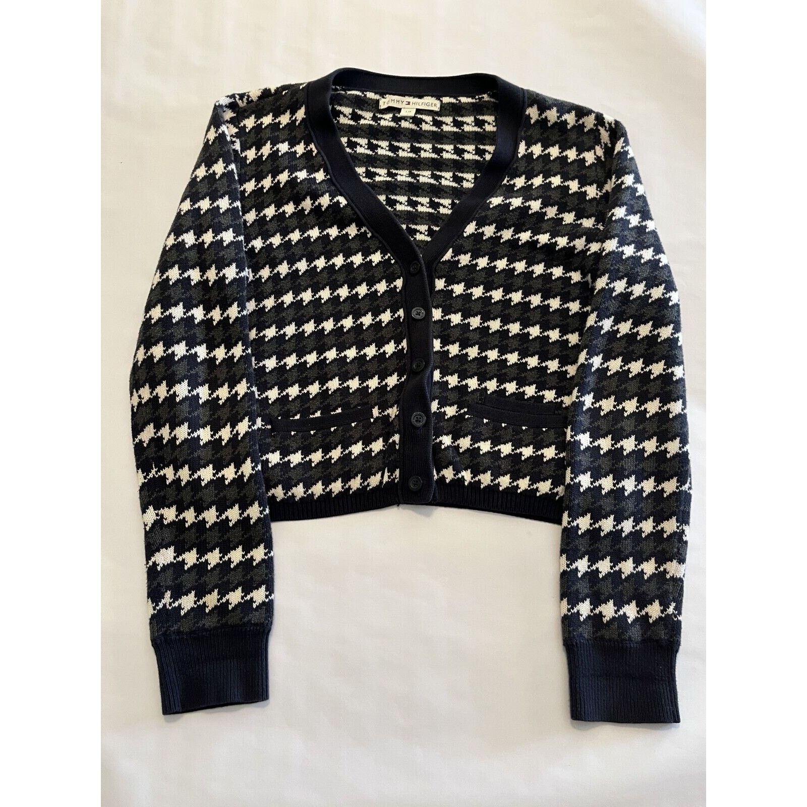 Tommy Hilfiger VTG Y2K Tommy Hilfiger Houndstooth Cardigan Japan Women’s L Size L / US 10 / IT 46 - 1 Thumbnail