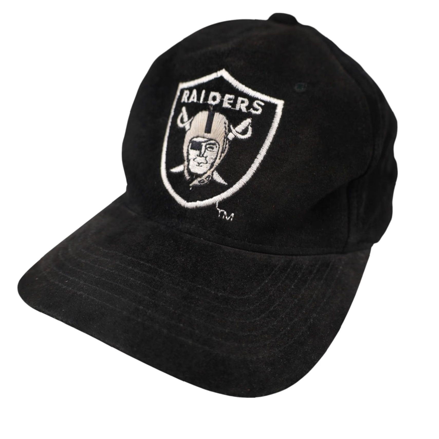 NFL VINTAGE Raiders Football Suede Leather Snapback Hat Black - NFL Baseball Cap Men OS One Size Size ONE SIZE - 2 Thumbnail