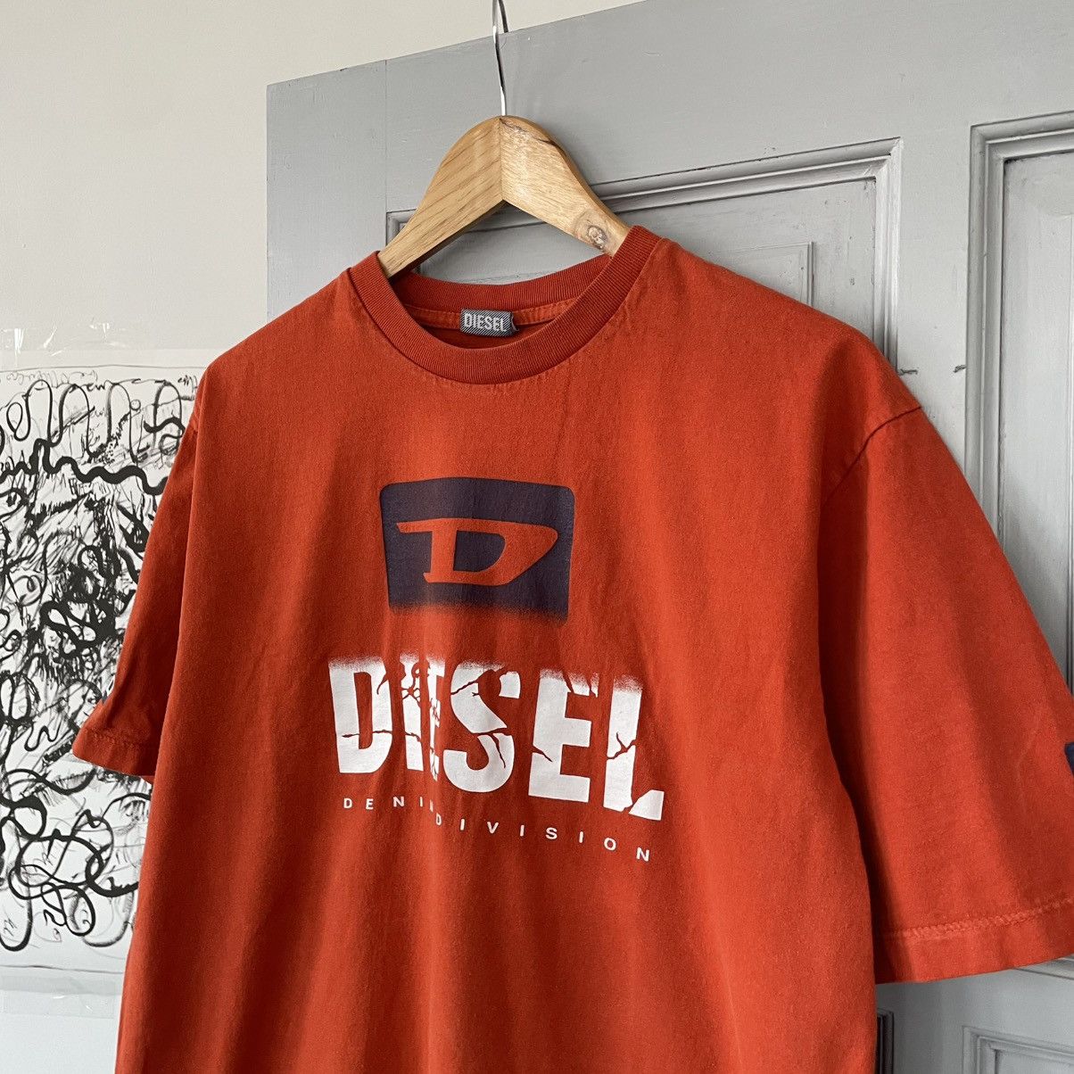 Diesel × Vintage Diesel Vintage l T-shirt Big Double logo Orange Size XL Y2K Size US XL / EU 56 / 4 - 4 Thumbnail