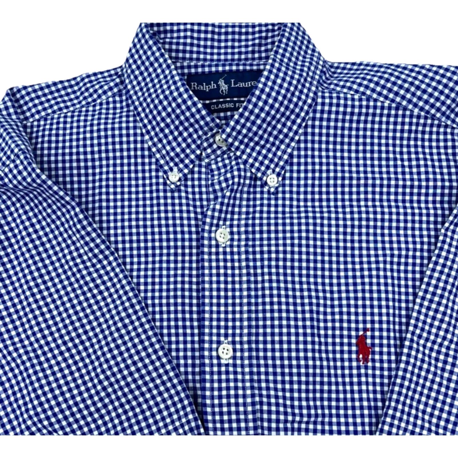 Ralph Lauren Ralph Lauren Shirt Men Medium Blue Button Up Classic Fit Gingham Check Camp A10 Size US M / EU 48-50 / 2 - 2 Thumbnail