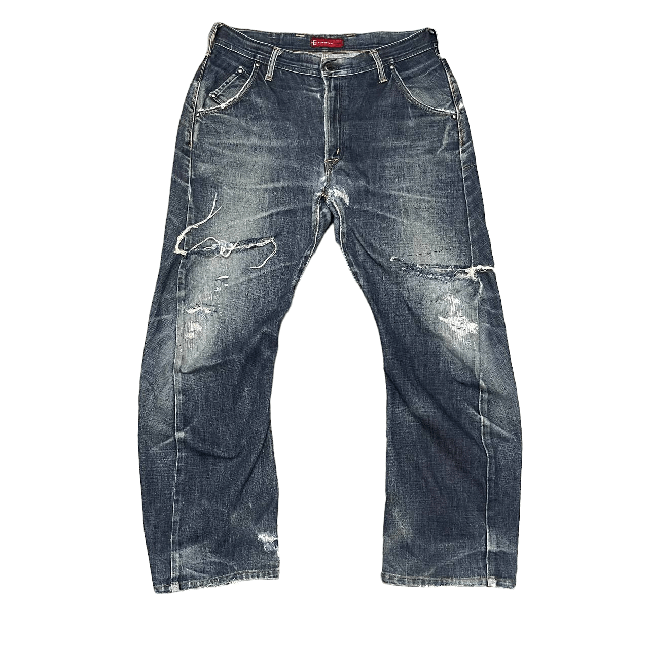 image of Distressed Denim x Edwin Vintage Edwin E Function Thrashed Denim Jeans in Blue, Men's (Size 34)