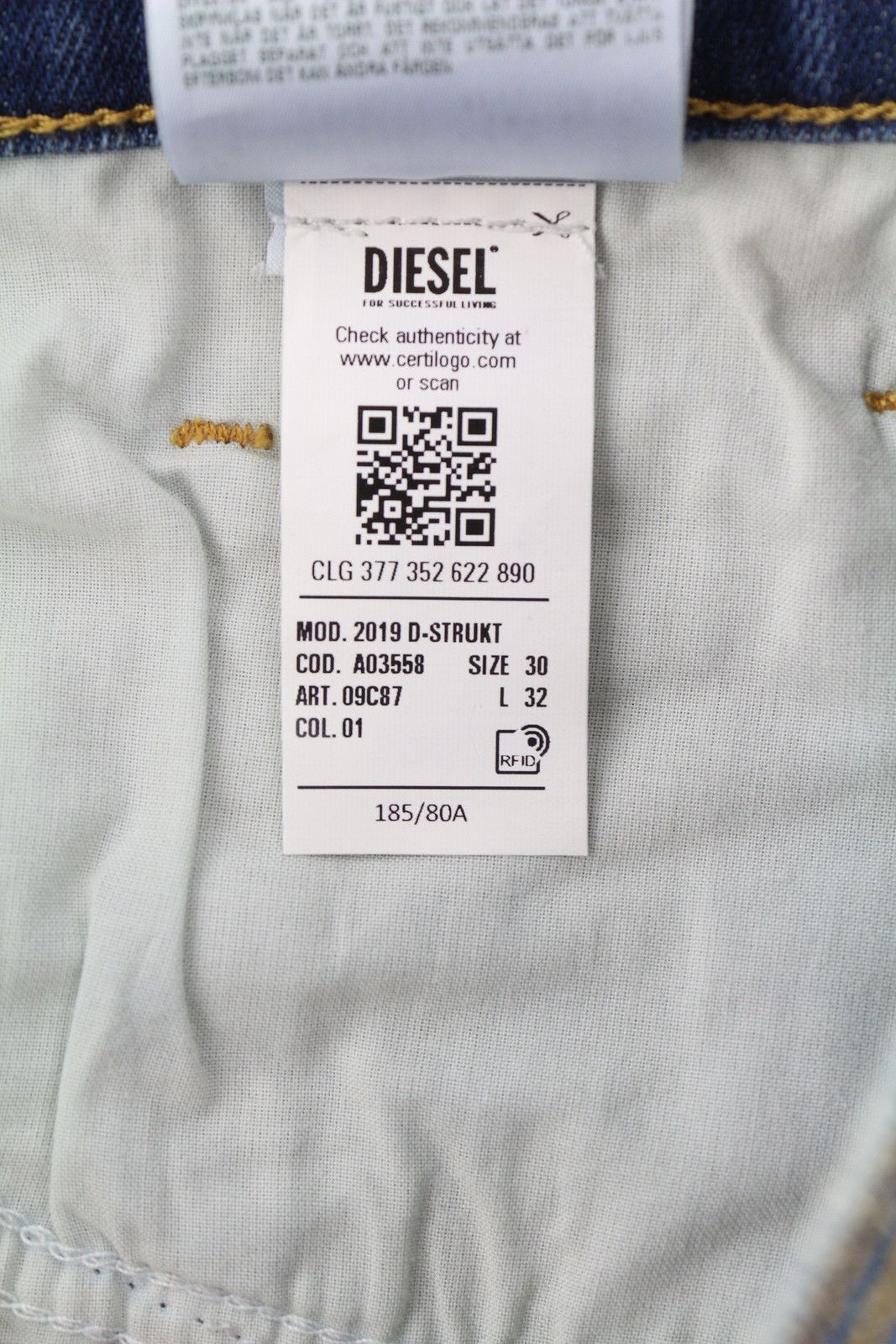 Diesel 2019 D-STRUKT 09C87 W30/L32 Blue Distress Slim 85412 Size US 30 / EU 46 - 12 Thumbnail