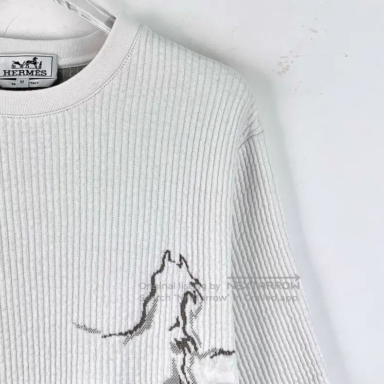 Hermes Hermes White Warthog Embroidered Cotton Long Sleeve Short Size US M / EU 48-50 / 2 - 3 Thumbnail