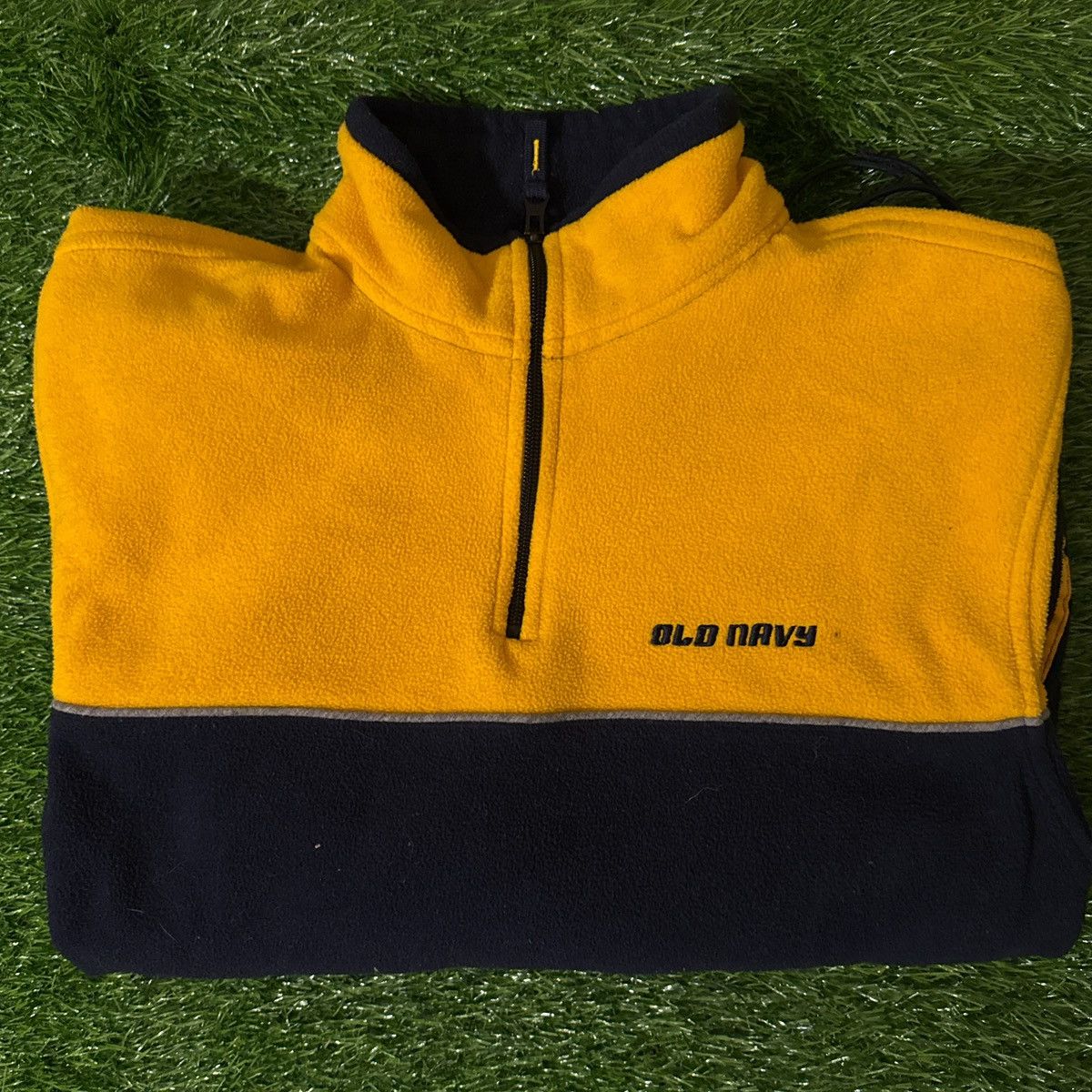 Old Navy Vintage Y2K Old Navy Yellow and Navy Blue Quarter Zip Size US L / EU 52-54 / 3 - 1 Thumbnail