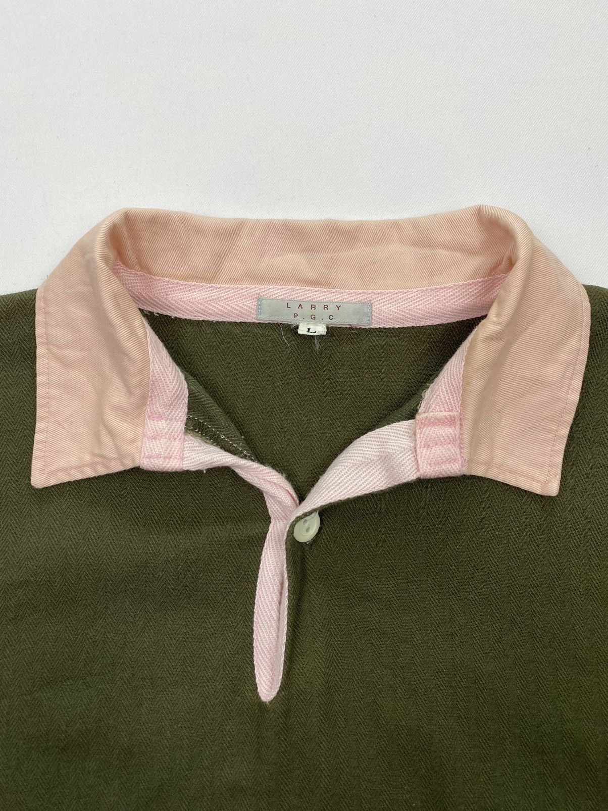 Japanese Brand Larry PGC By Progetto Herringbone Twill Shirt Size US M / EU 48-50 / 2 - 7 Thumbnail