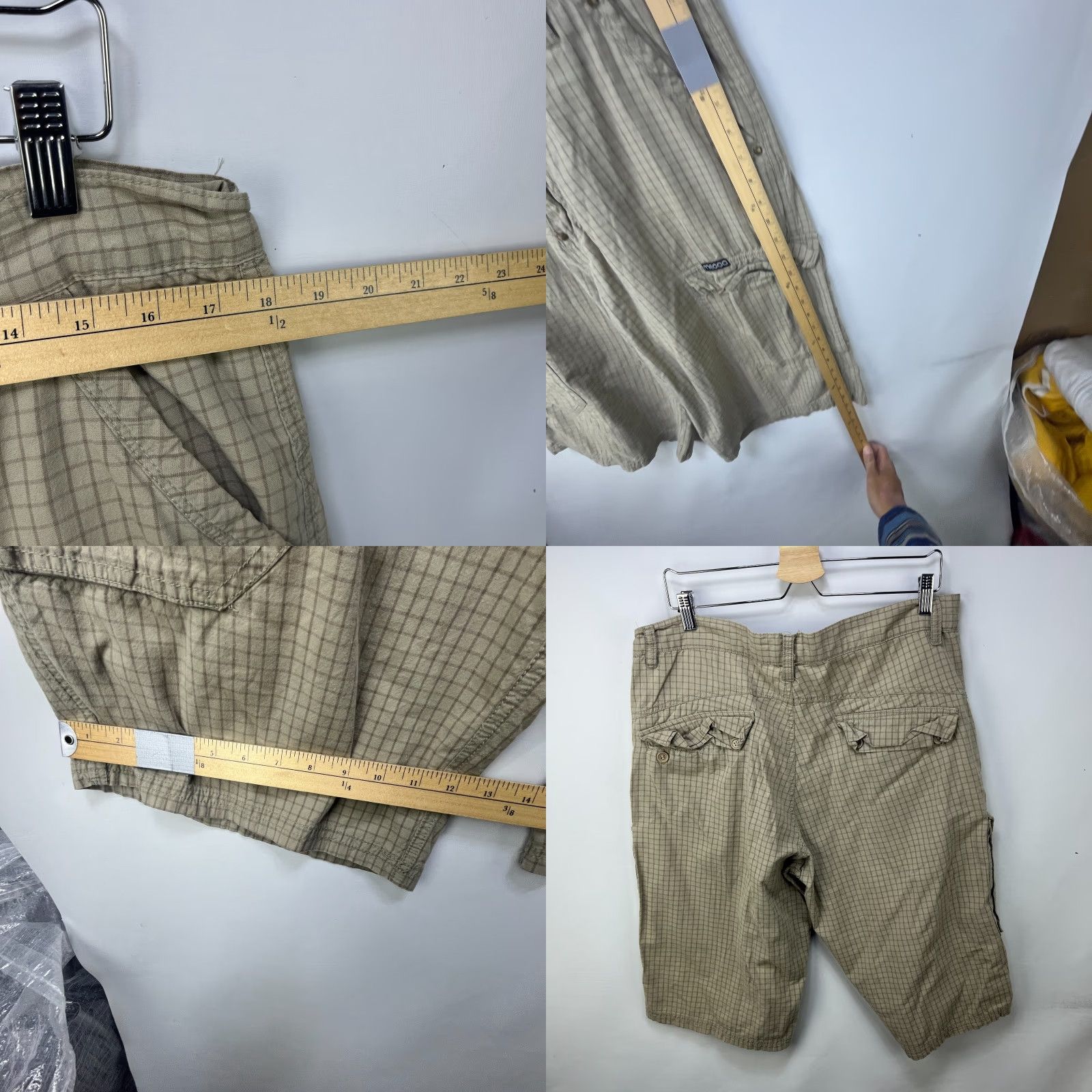 Miss Me VINTAGE Mecca Baggy Cargo Hip Hop Shorts Y2K Size 36 Men Beige Cotton Wool Denim 5-Pocket Casual Summer Winter Spring Fall Mens Size US 27 - 8 Thumbnail