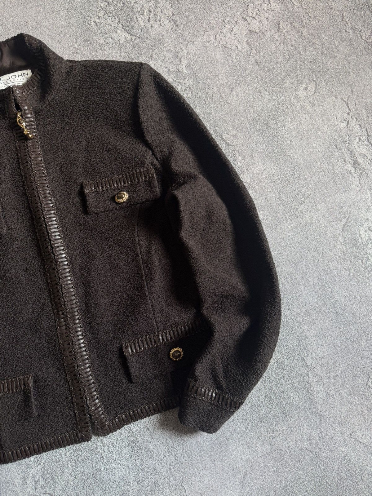 St. John ST.JOHN by Marie Gray 10USA zip brown blazer wool jacket Size L / US 10 / IT 46 - 3 Thumbnail