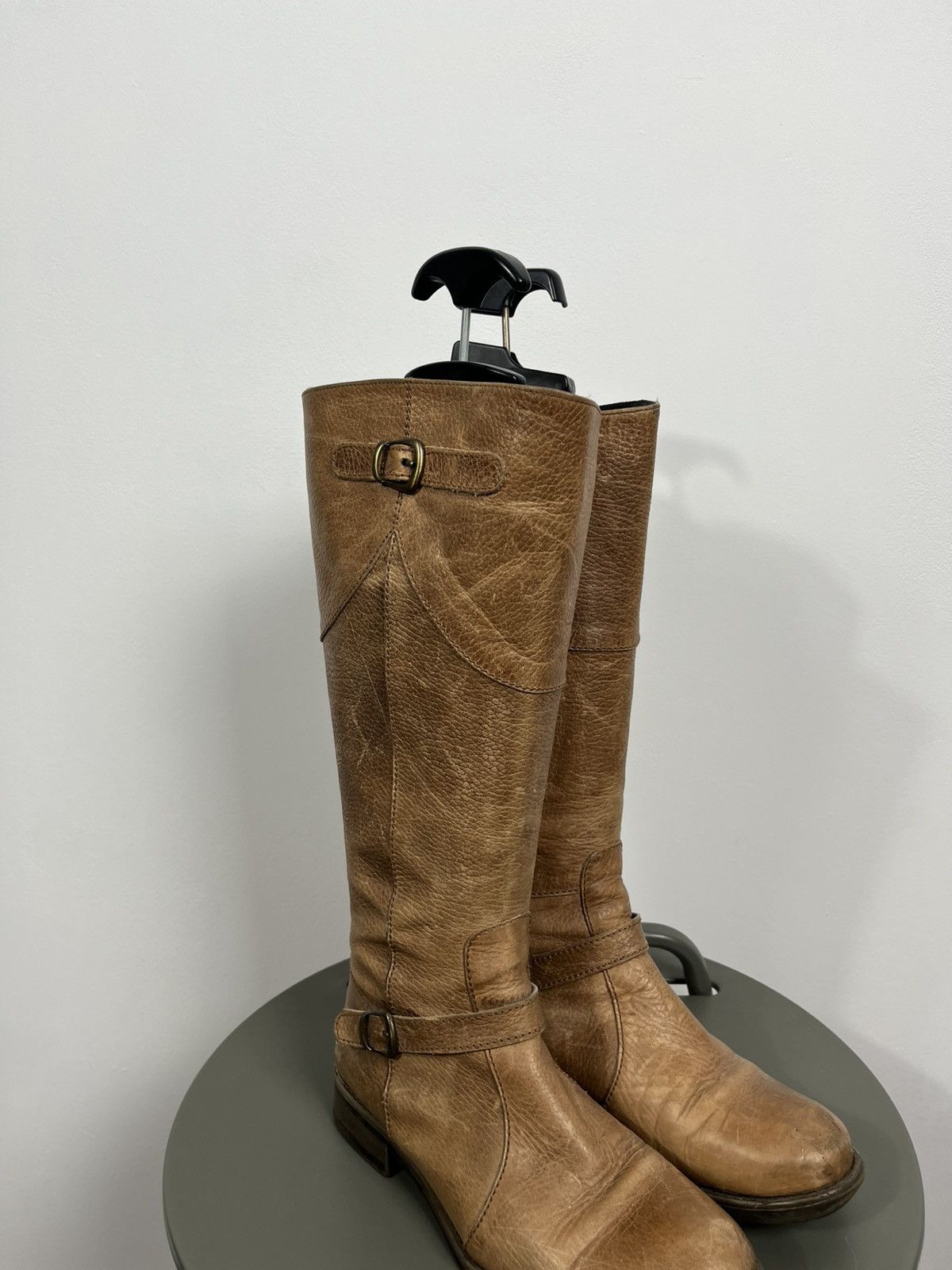 Other Brown Leather Tall Boots 37 Buckle Zip Riding Style Size US 6.5 / IT 36.5 - 2 Thumbnail