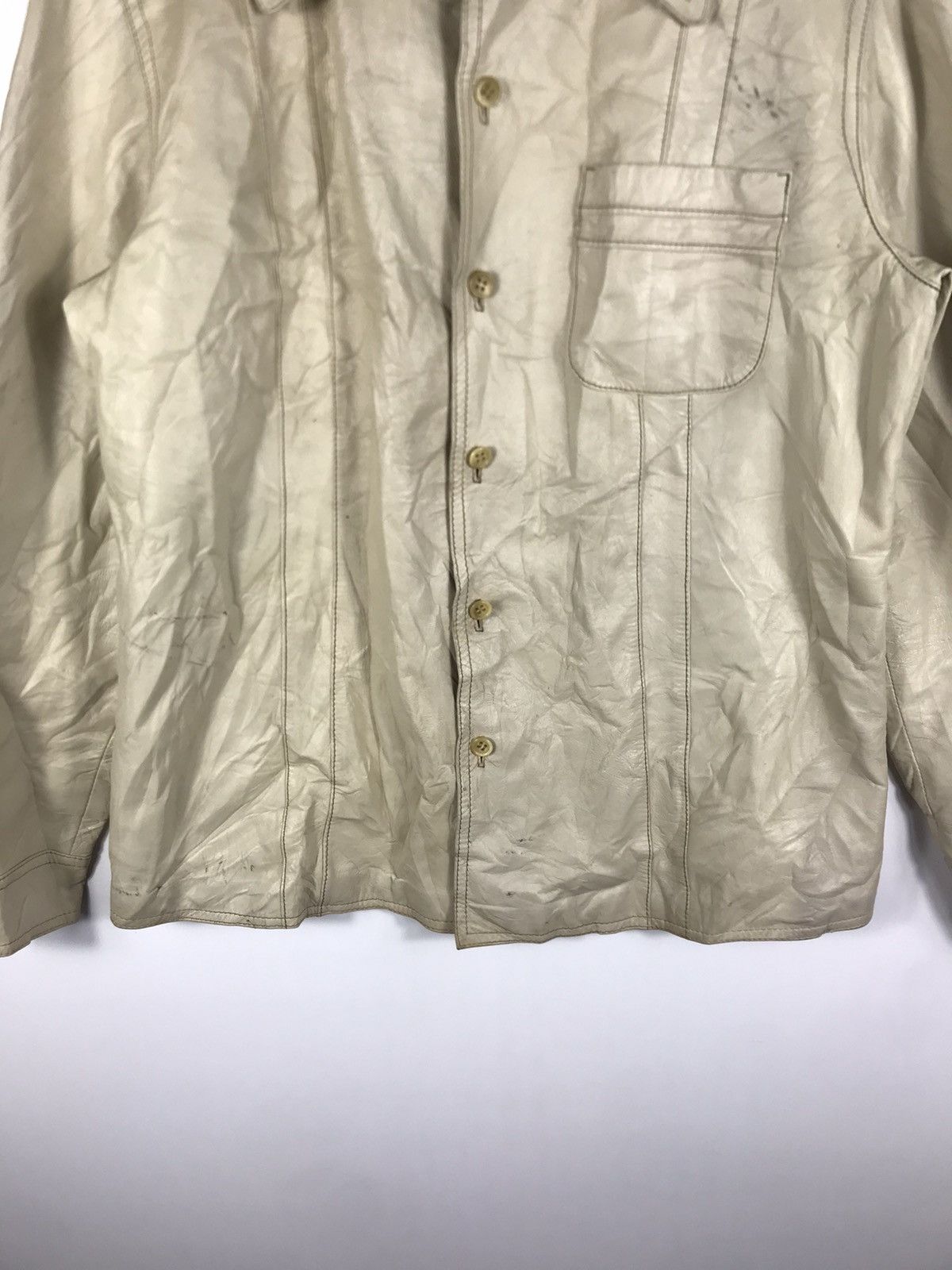 Burberry × Vintage ⚡️Vintage Burberry Distressed Leather Shirt Jacket Size US M / EU 48-50 / 2 - 5 Thumbnail