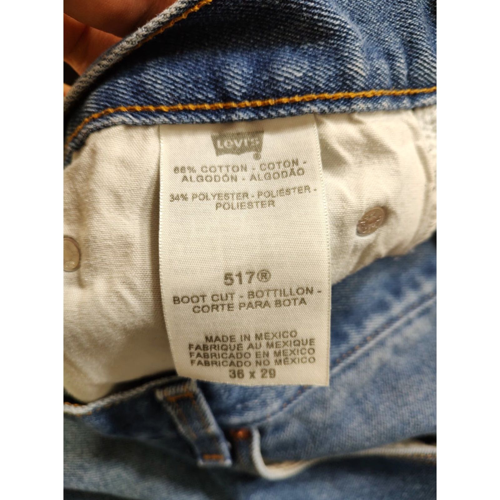 Levi's VINTAGE Levi’s 517 Jeans Denim Bootcut Mens 33x27 Blue 80s 90s Workwear Levi’s Logo 5-Pocket Design Zip Size US 33 - 4 Thumbnail