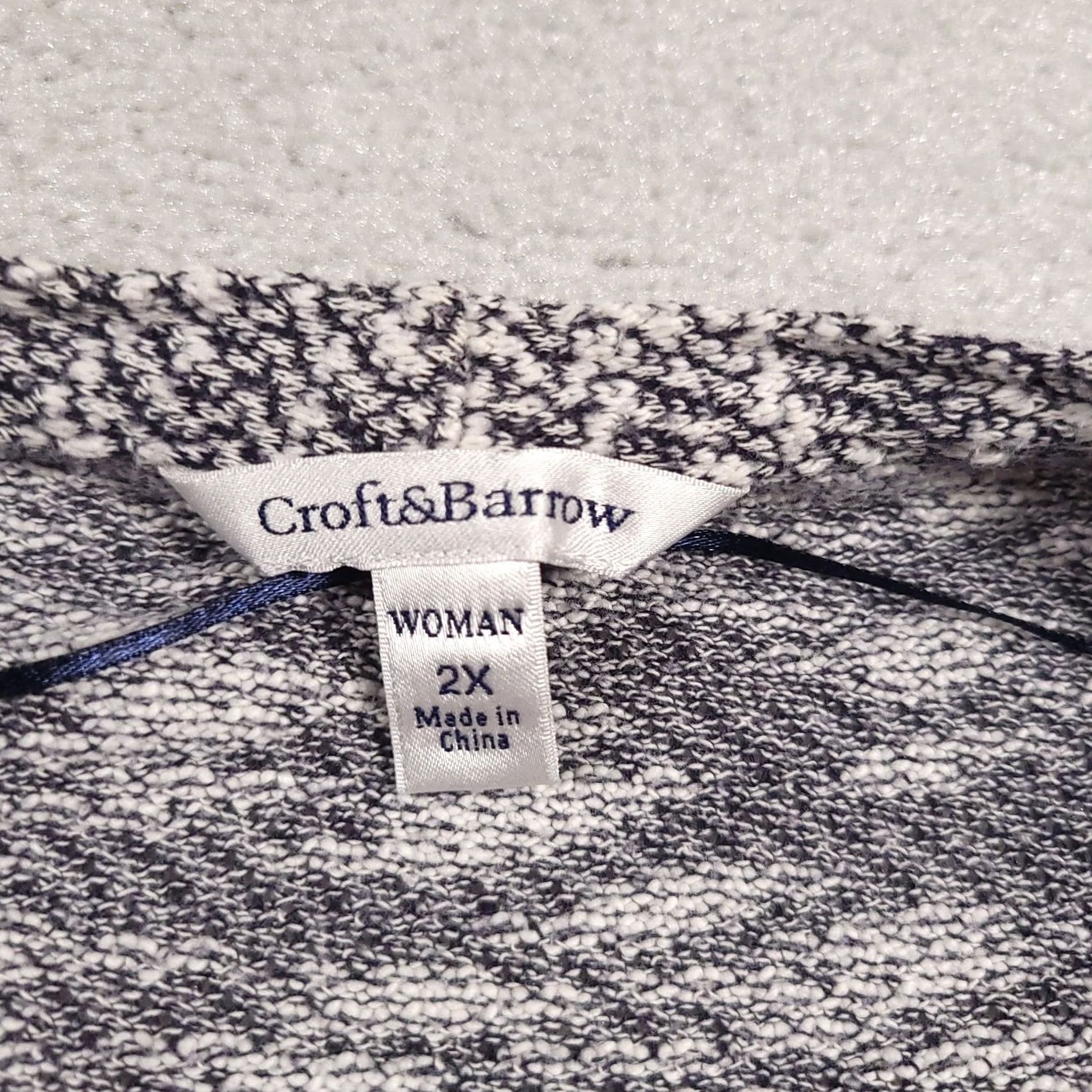 Croft & Barrow Croft & Barrow Cardigan Sweater Womens 2X Gray White Open Front Lightweight Knit Size XXL / US 16-18 / IT 52-54 - 6 Thumbnail
