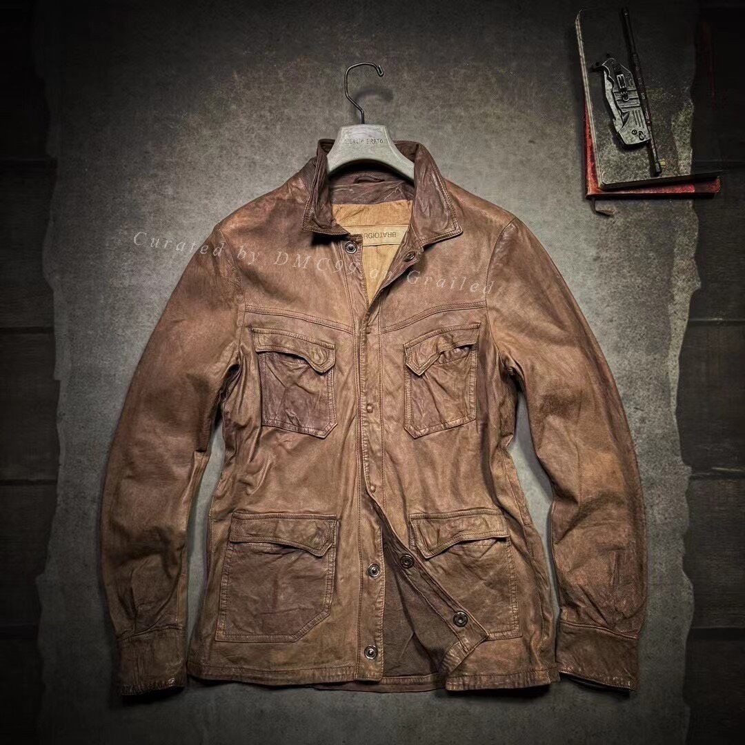 Giorgio Brato Giorgio Brato Men's Retro Leather Jacket Size US M / EU 48-50 / 2 - 1 Thumbnail