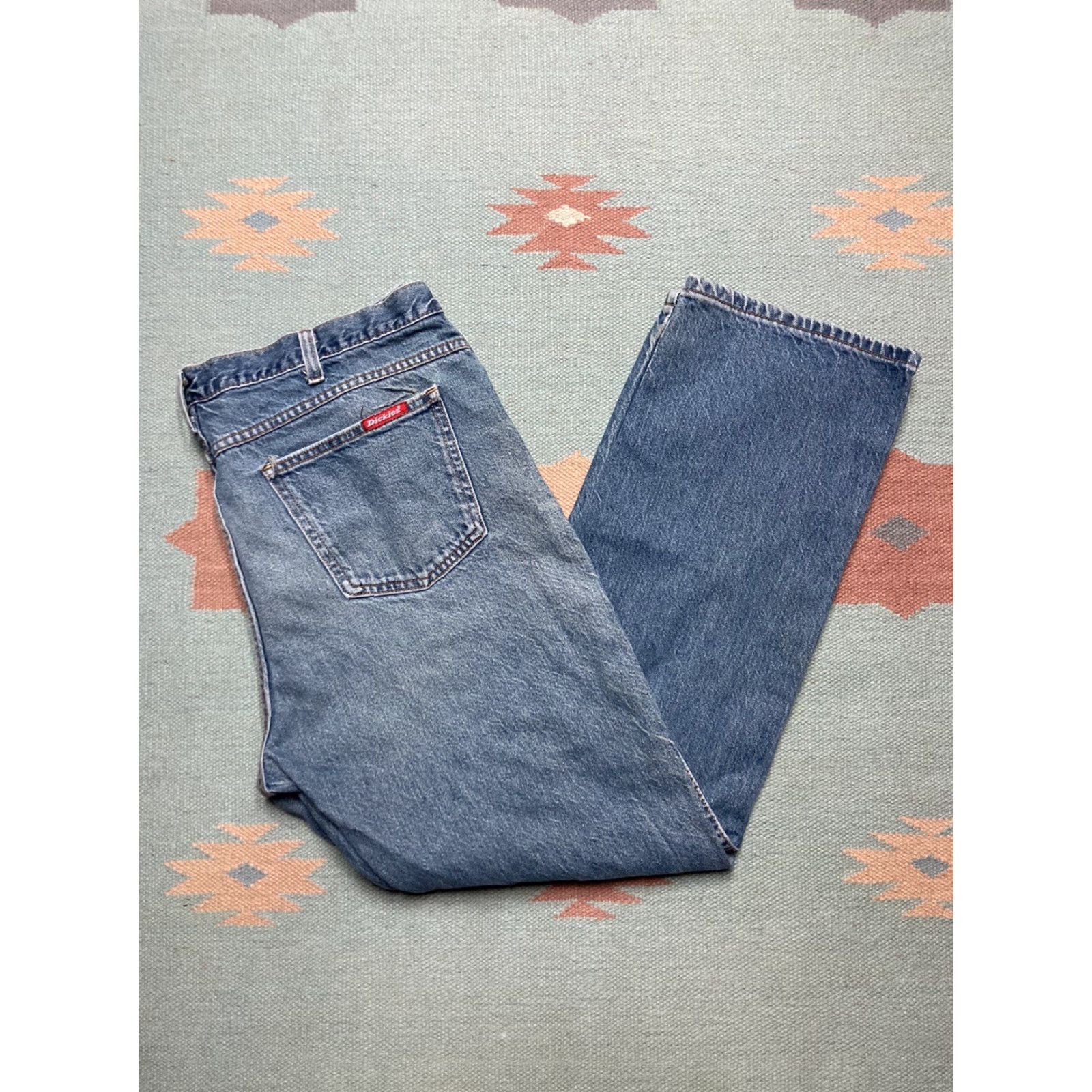 Dickies VINTAGE Dickies Jeans Baggy Straight Loose Relaxed Fit Skater Faded 38x31 Blue 90s Mens Jeans Size US 38 / EU 54 - 2 Thumbnail