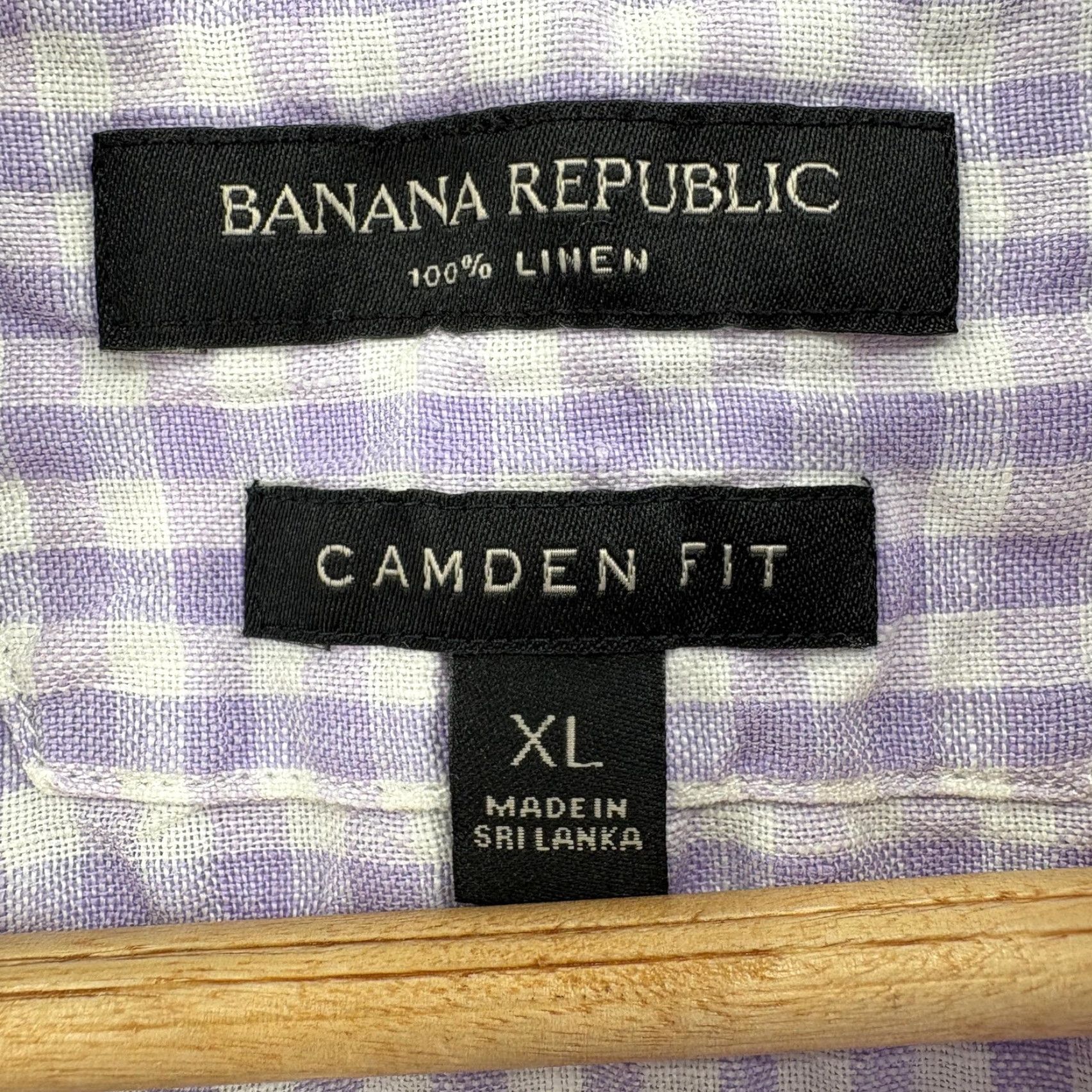 Banana Republic Banana Republic Shirt Mens XL Purple Check Short Sleeve Button Up Camden Linen Size US XL / EU 56 / 4 - 3 Thumbnail