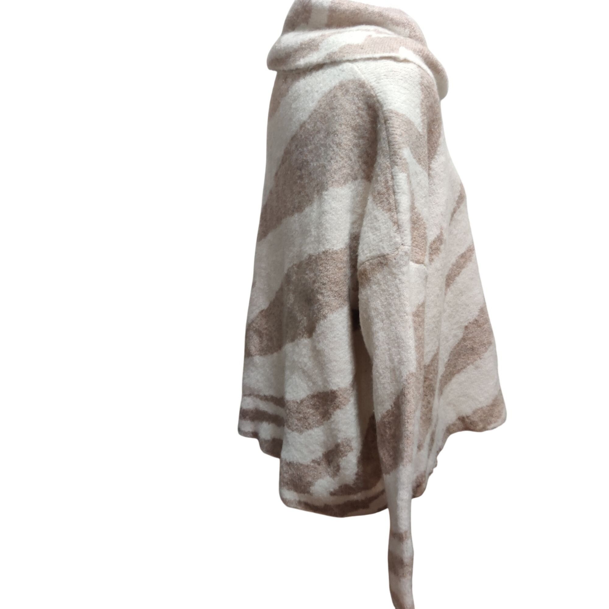Debut Debut XS Beige Cream Zebra Print Oversized Cowl Neck Sweater Size XS / US 0-2 / IT 36-38 - 10 Thumbnail